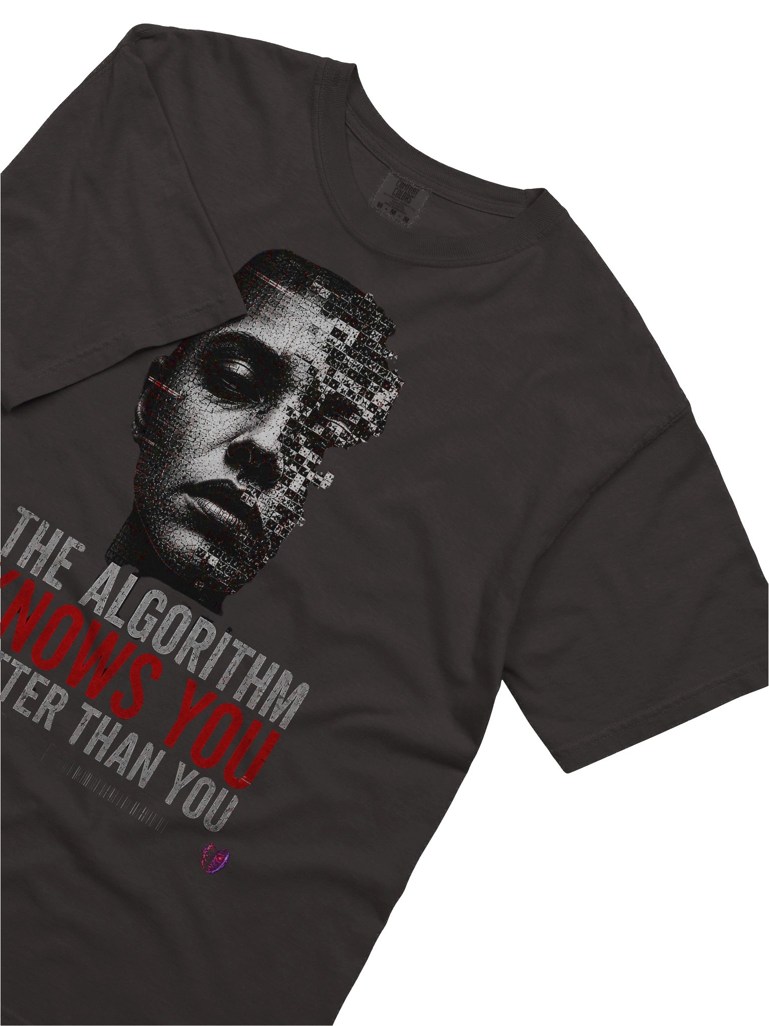 THE ALGORITHM KNOWS YOU – Cyberpunk AI Horror T-Shirt | Glitch Streetwear product image (5)