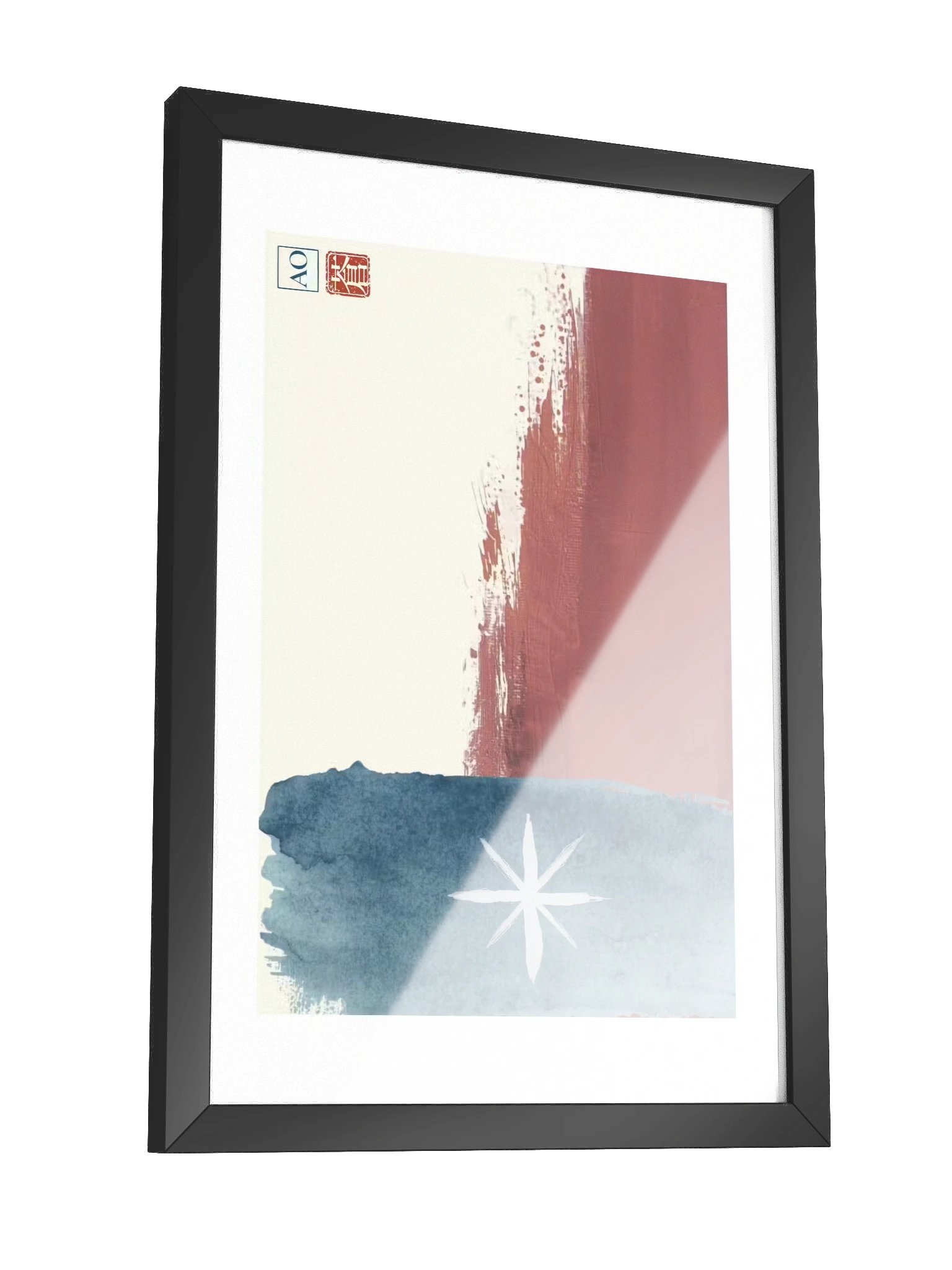 Texas Japanese Ink Art Print | Lone Star Spirit No.10 | Framed Wall Art - AO Japan Blue product image (3)