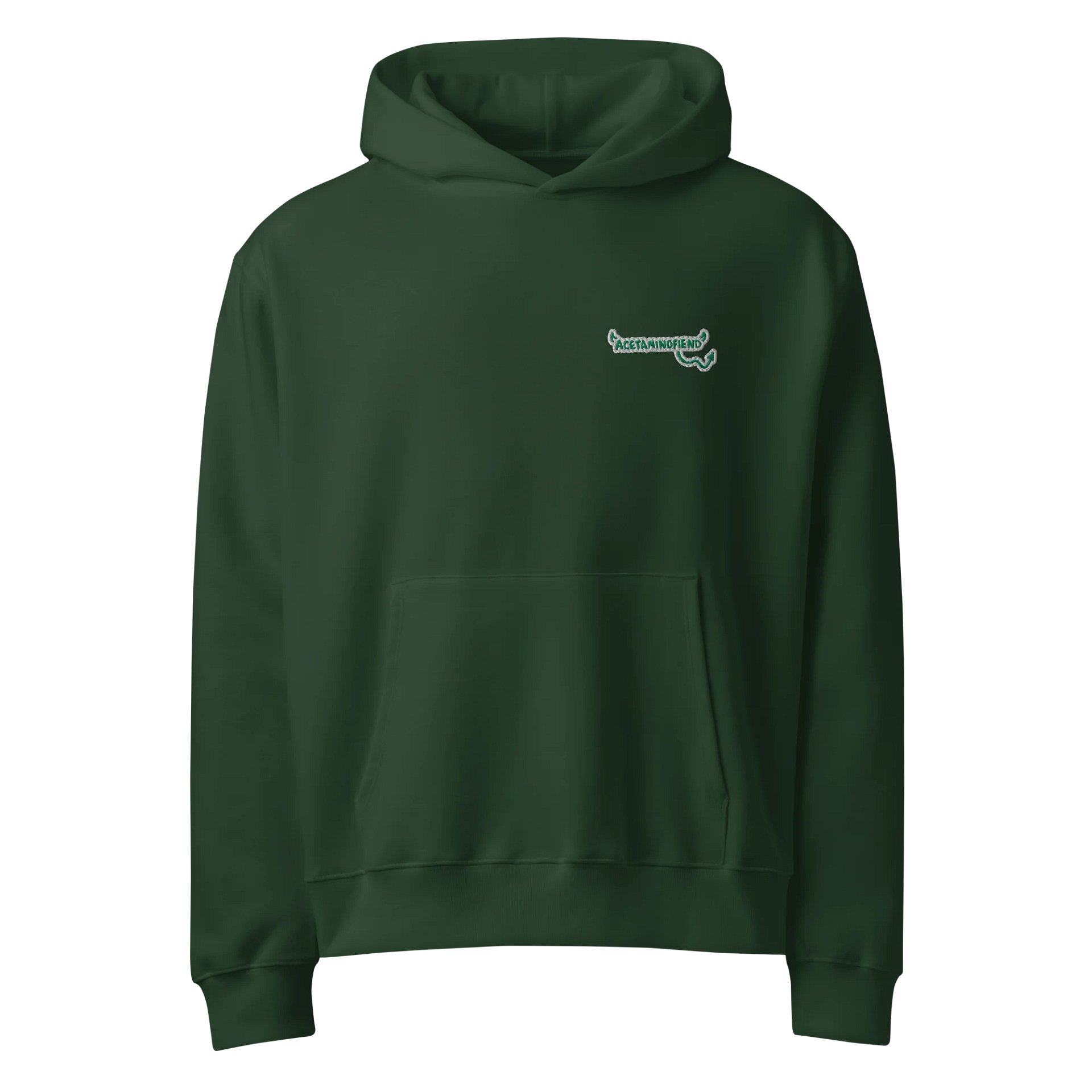 ACETAMINOFIEND handwritten l.c. green slouchy hoodie product image (1)
