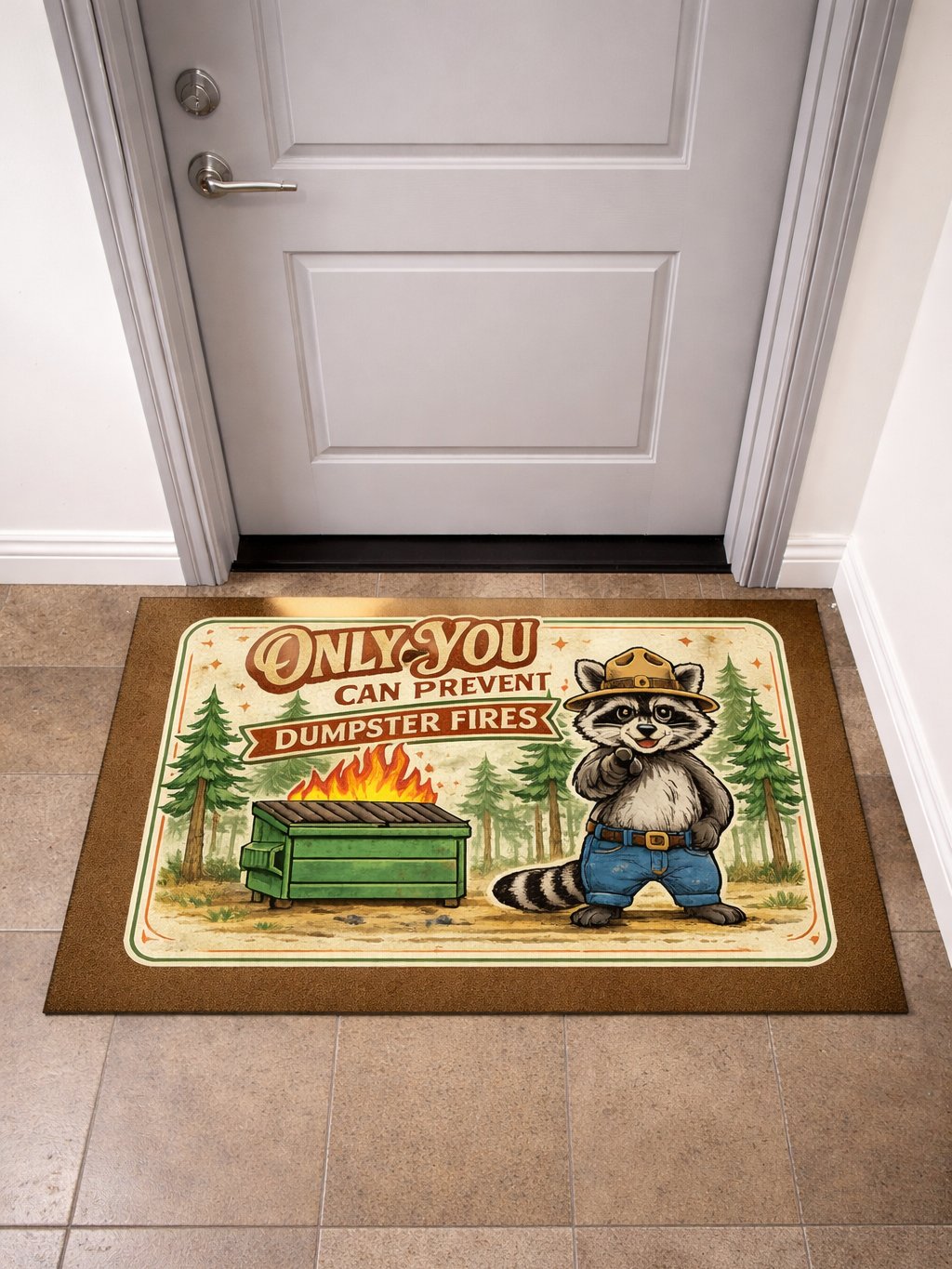 Dumpster Fire Raccoon Area Rug product image (1)