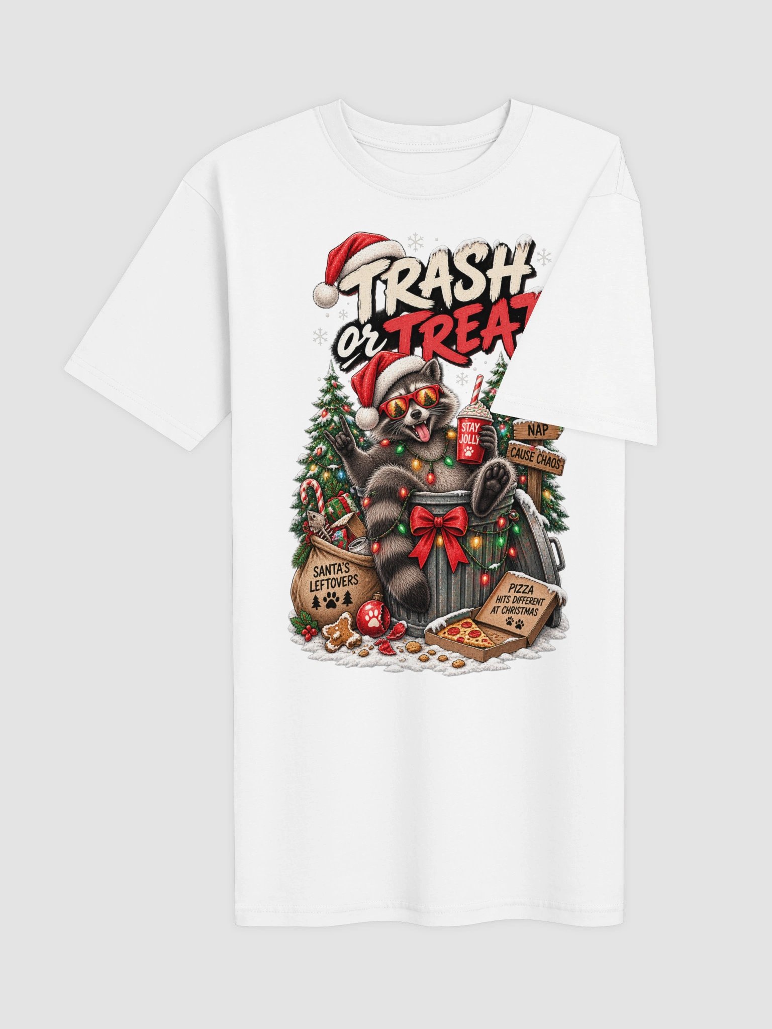 Trash or Treat Raccoon Christmas Shirt | Funny Trash Panda Holiday Tee product image (6)