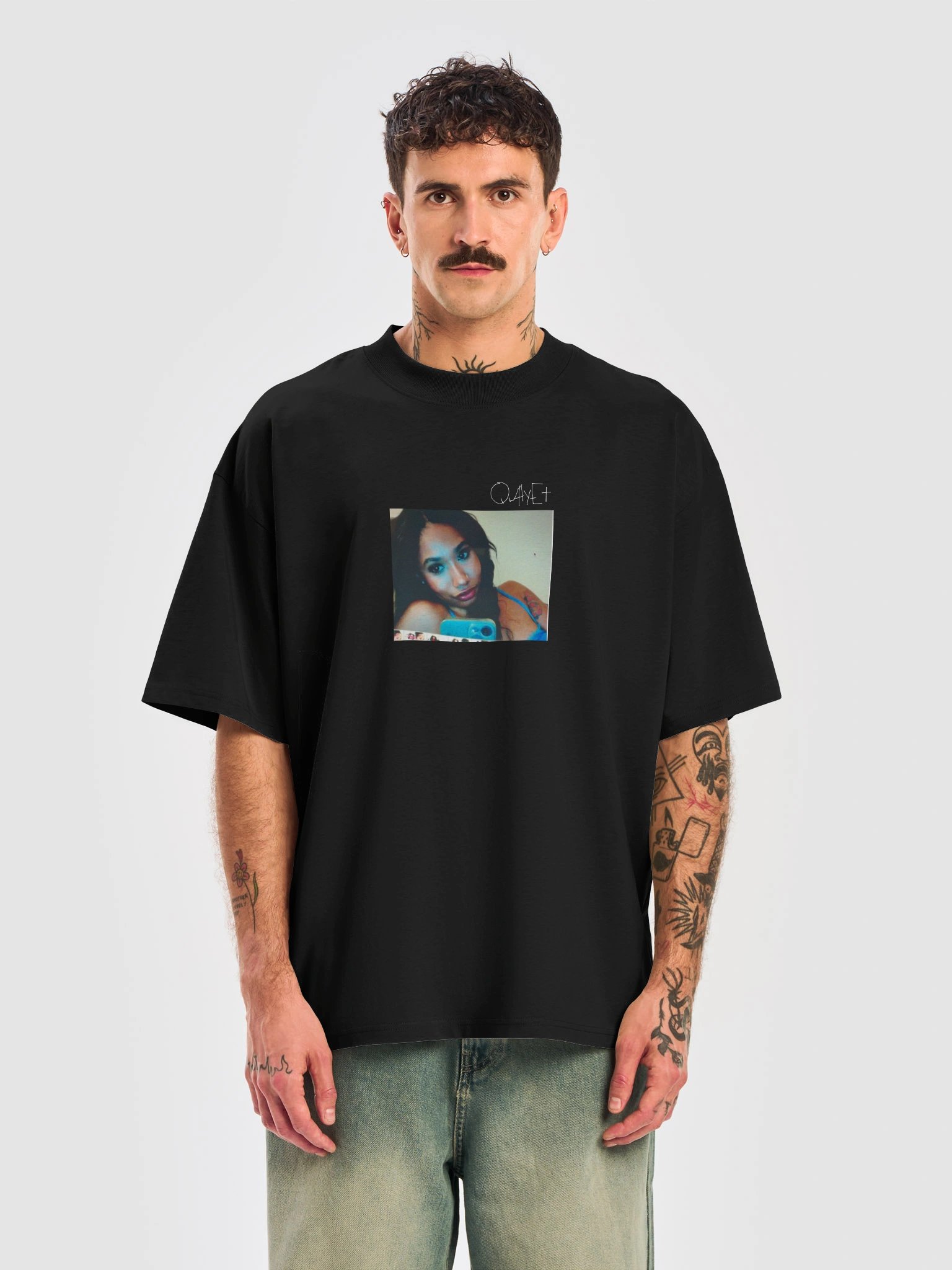 QWHYET BADDIE Oversized Tee (WHITE LOGO) product image (10)
