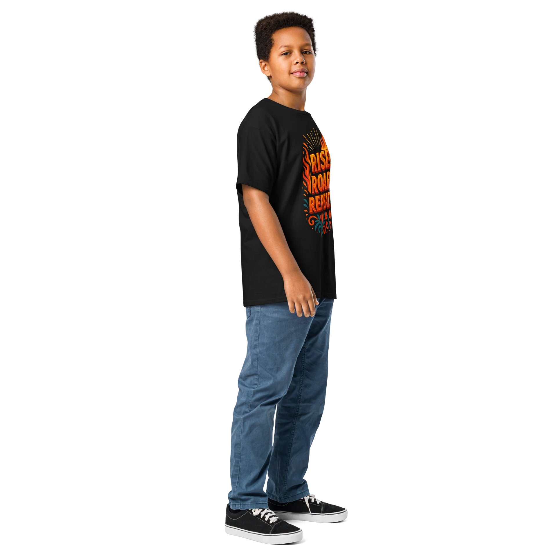 Rise. Roar. Repeat. Youth Tee – Kids’ Bold Confidence Shirt product image (8)