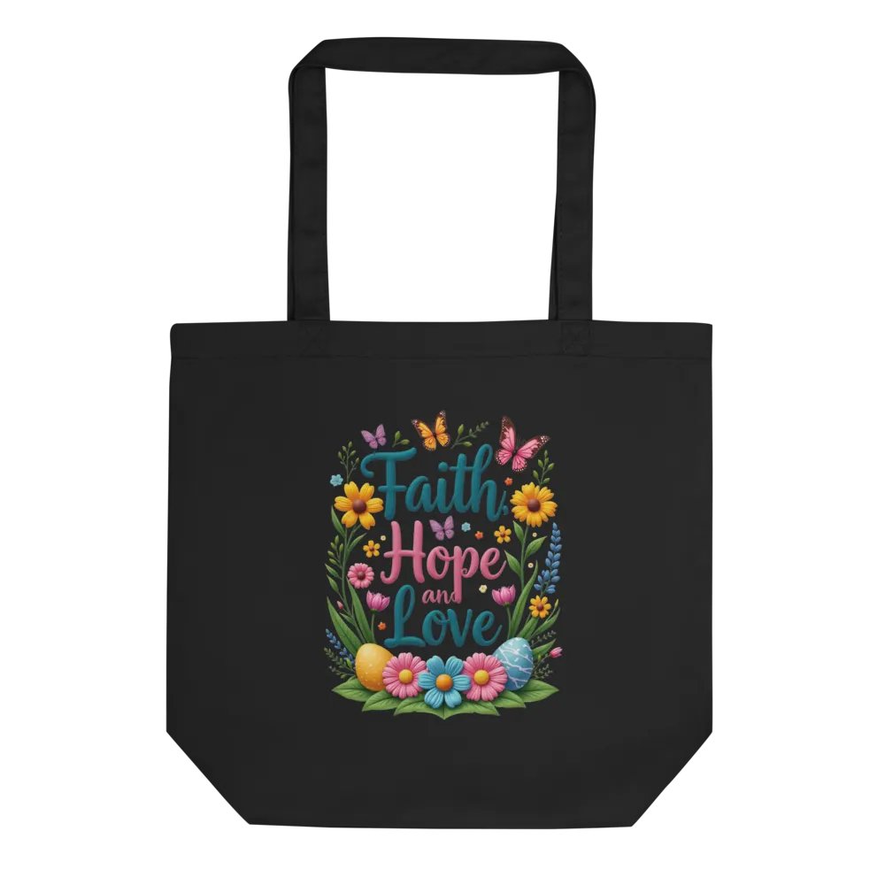 Faith Hope and Love Floral Tote Bag product image (1)