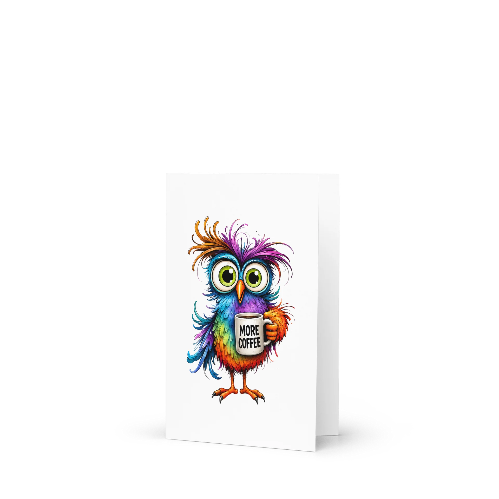 More Coffee Colorful Owl Greeting Card product image (1)