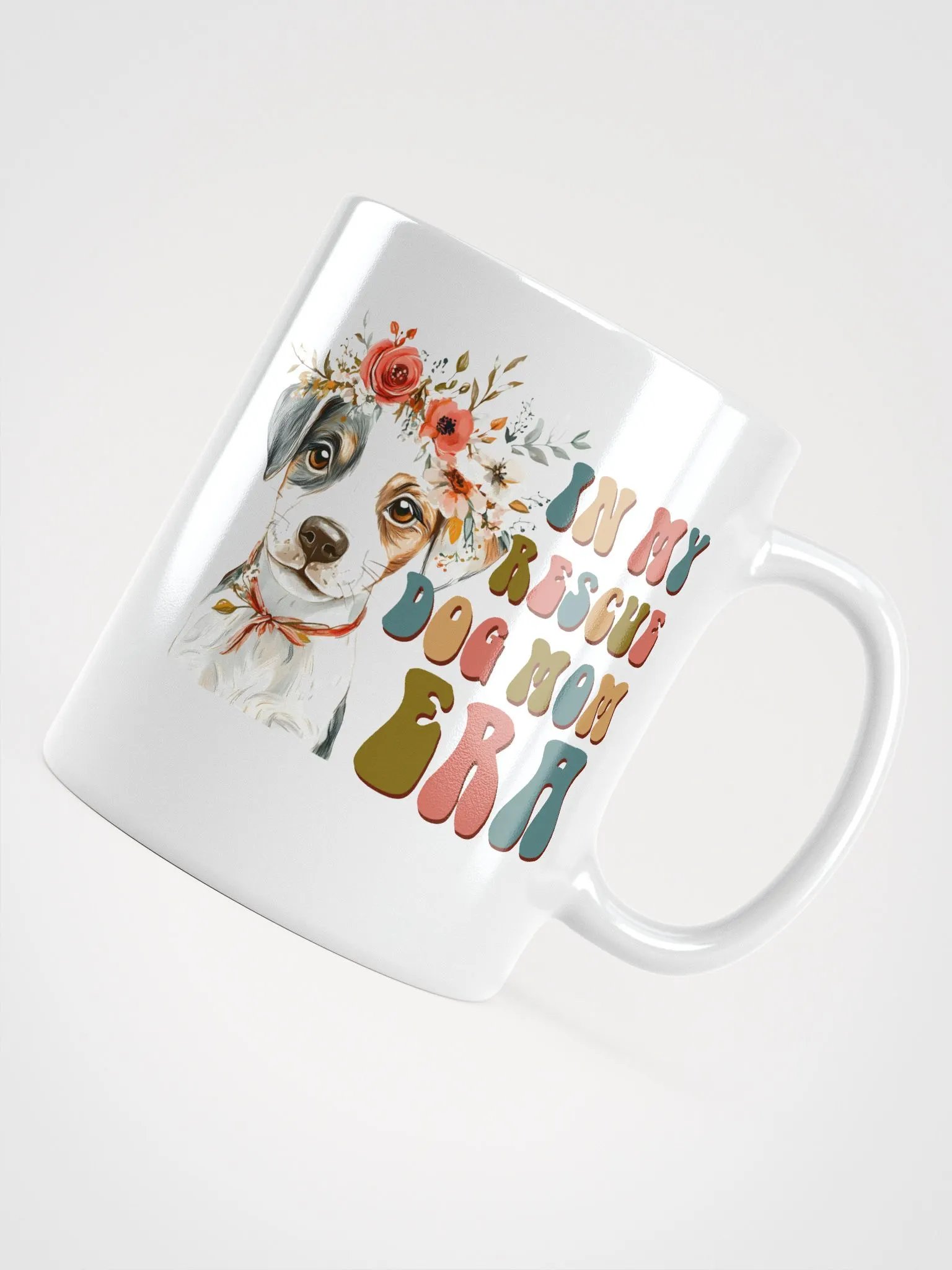 Rescue Dog Mom Era White Glossy Mug product image (4)