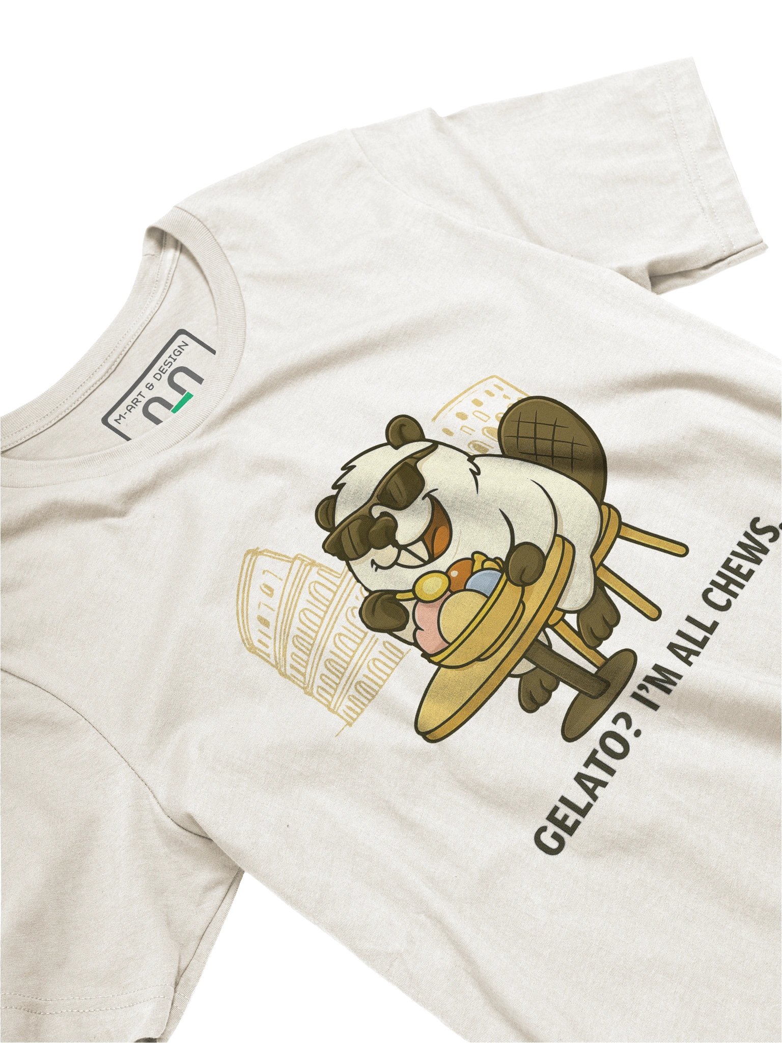 Funny Beaver Gelato Shirt – Cute Italy Food Pun Tee with Colosseum – “I’m All Chews” | art.4uand.me product image (2)