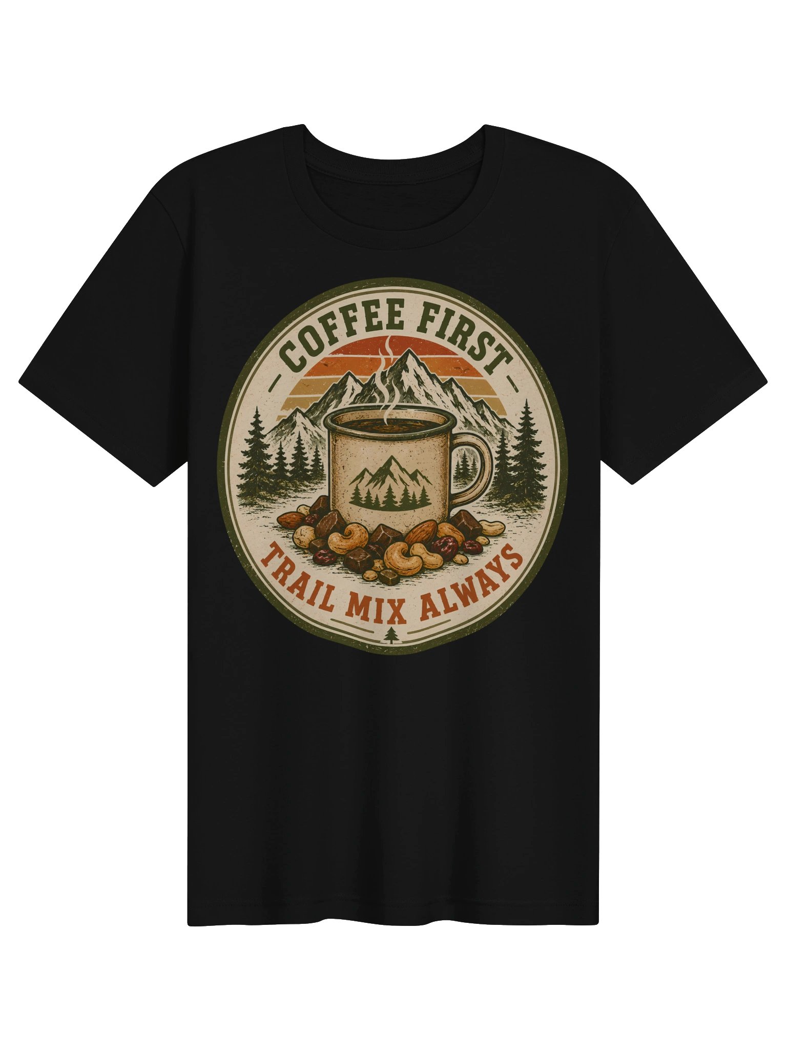 Coffee First Trail Mix Always Vintage Hiking Tee product image (1)