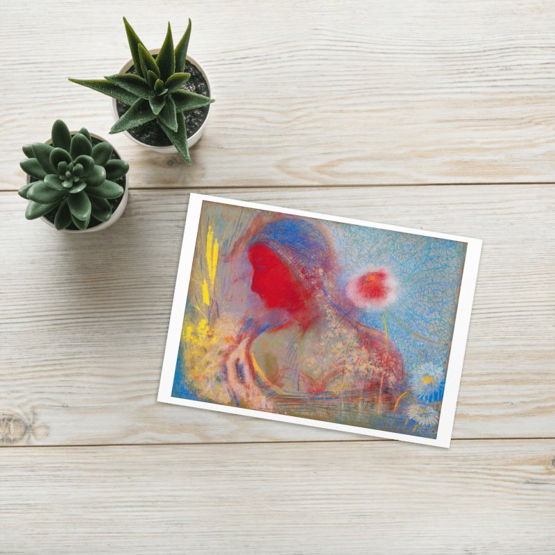 Odilon Redon - Tete de Femme rouge - Blank Card product image (3)