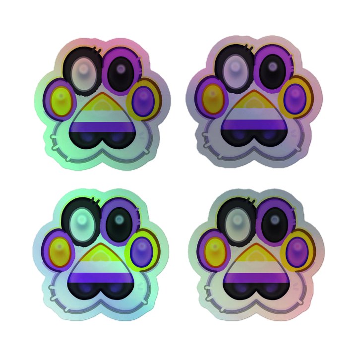Nonbinary Pride Paw Print Holographic Kiss Cut Sticker Sheet product image (2)
