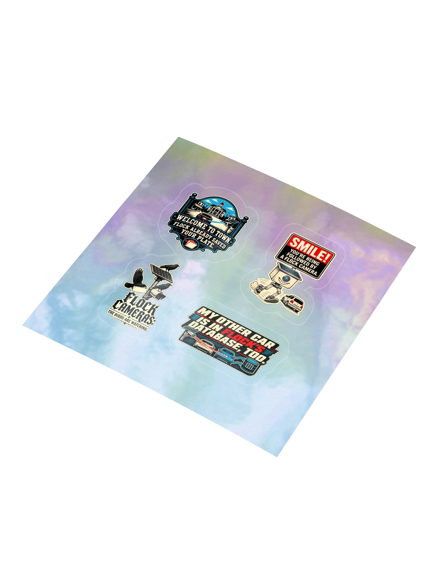 Anti-Flock Surveillance — 4-Design Holographic Sticker Sheet product image (3)