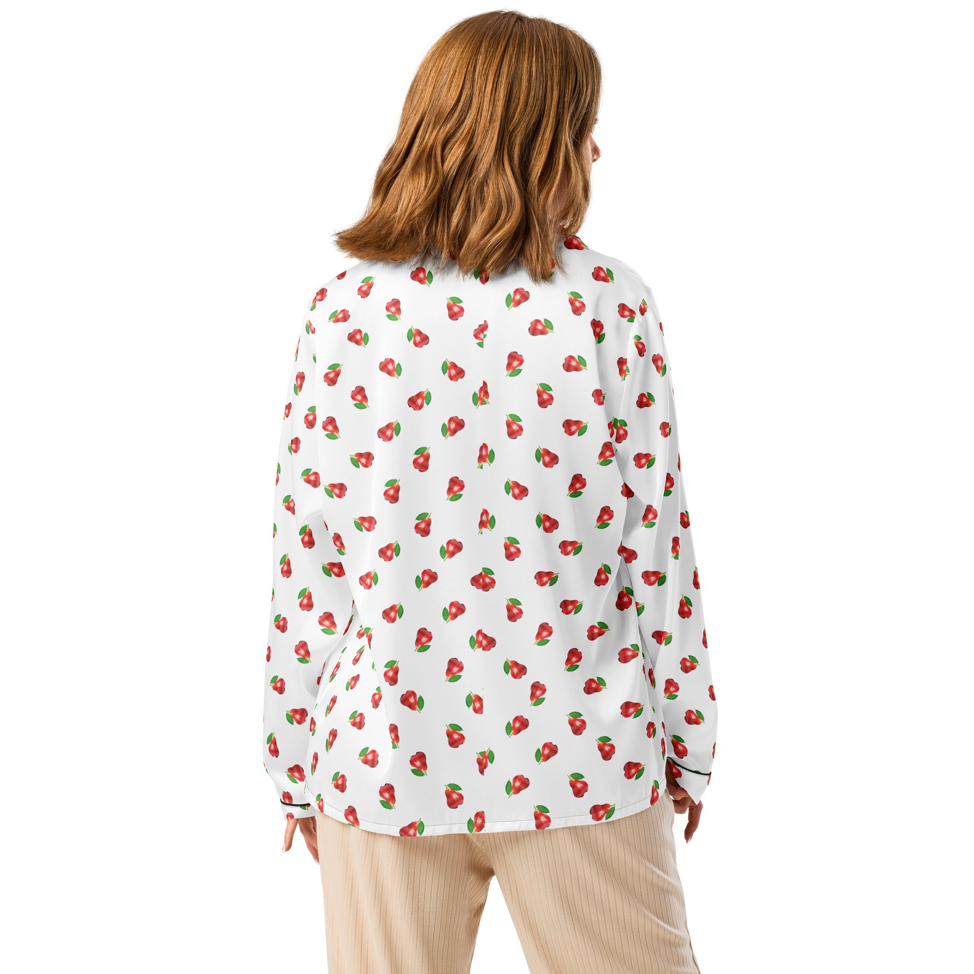 CaribbeanApples Otaheite Fruit Print | Women's Long Sleeve Pajama Top product image (2)