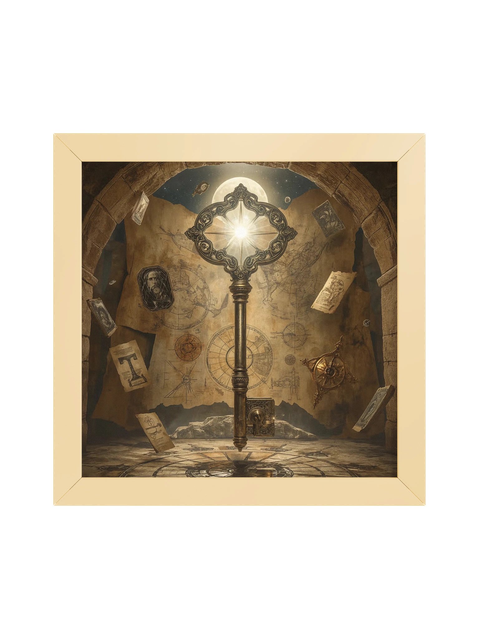 The Gatekeeper’s Key – Eternal Archive | Framed Square Poster (Gold Frame) product image (3)