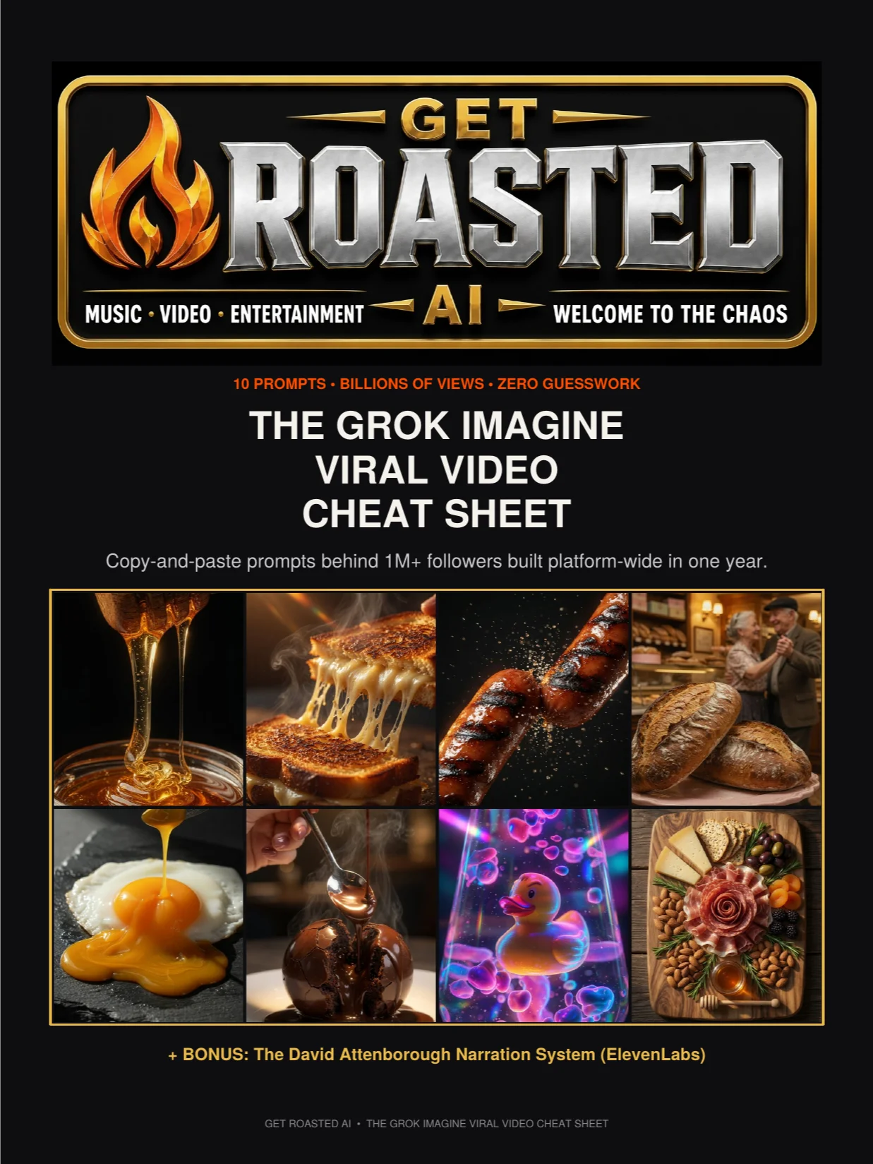 The Grok Viral Cheat Sheet — 10 Copy & Paste Prompts + Attenborough Voice Tutorial product image (1)