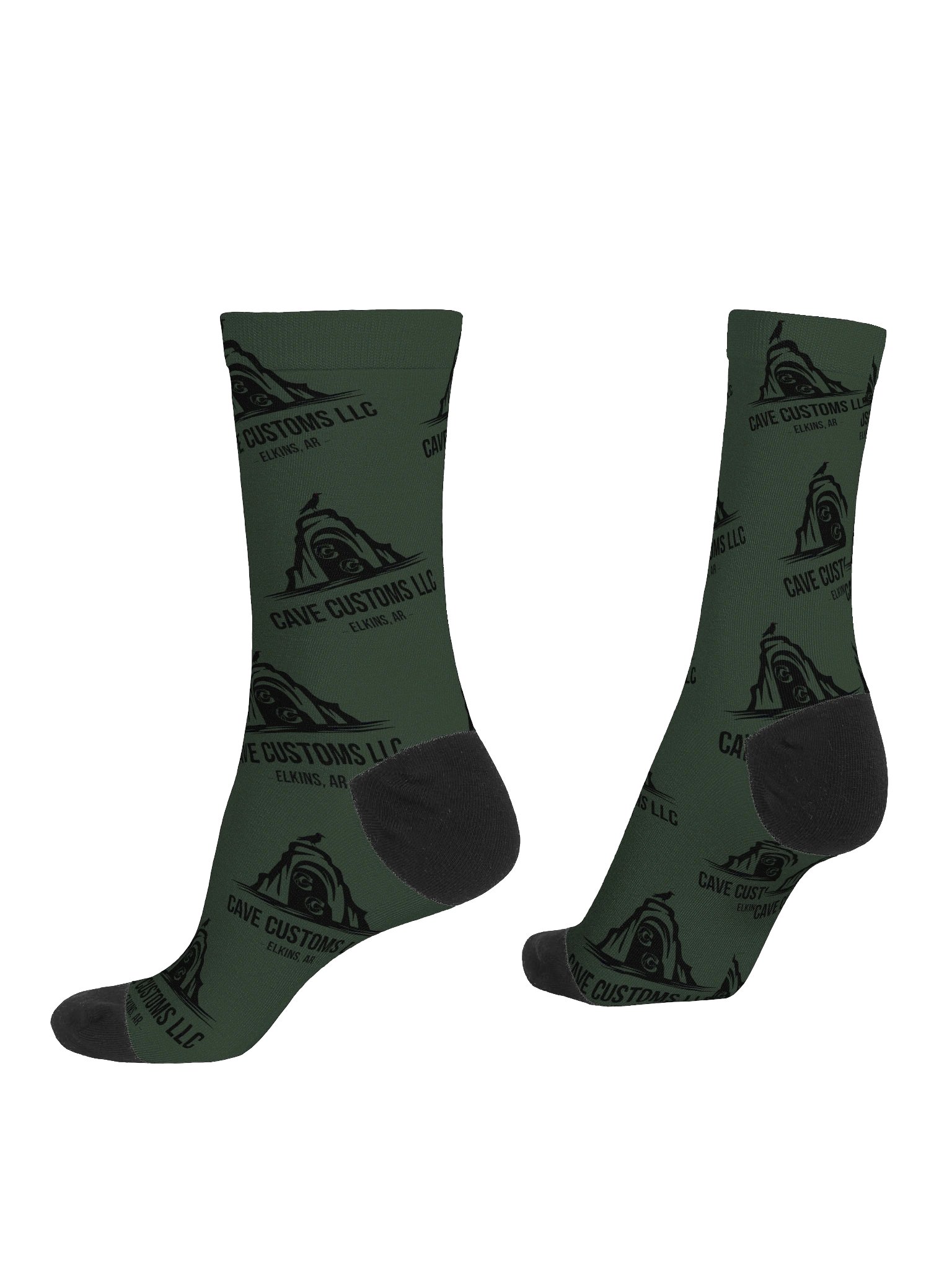 Cave Customs Dark Green Logo Crew Socks product image (4)