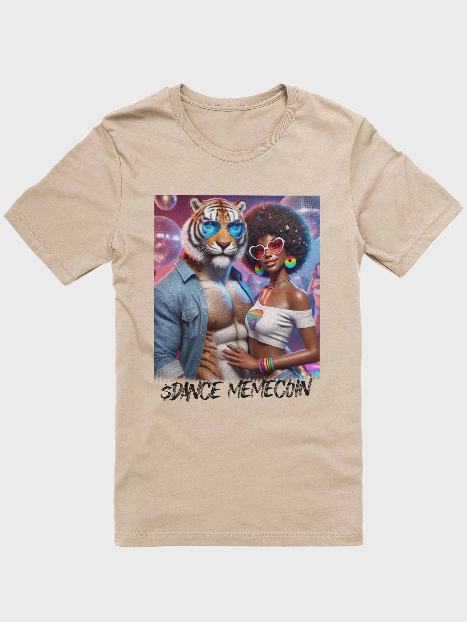 TITAN TIGER and AFRO DIVA - DANCE MEMECOIN - PREMIUM TEE - TAN product image (5)