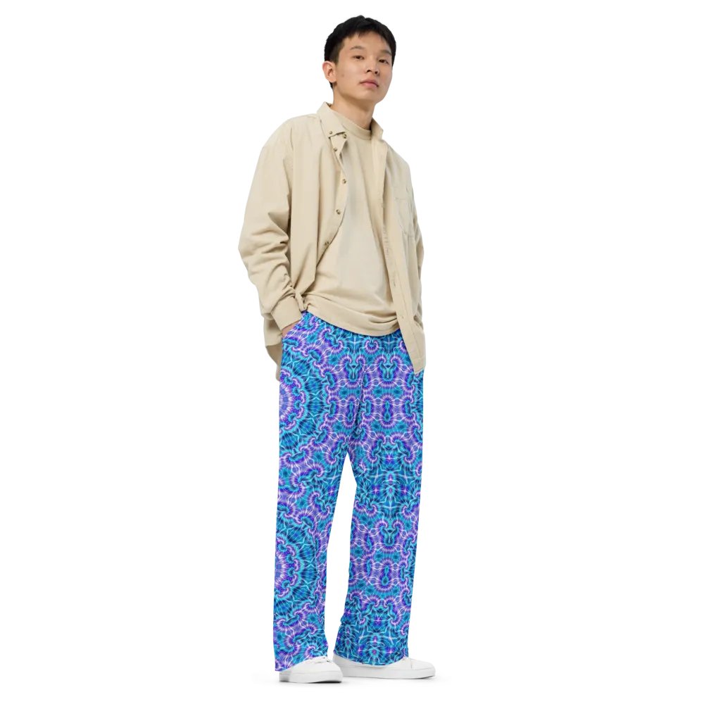 Blue and Purple Tie Dye Wideleg Pants product image (3)