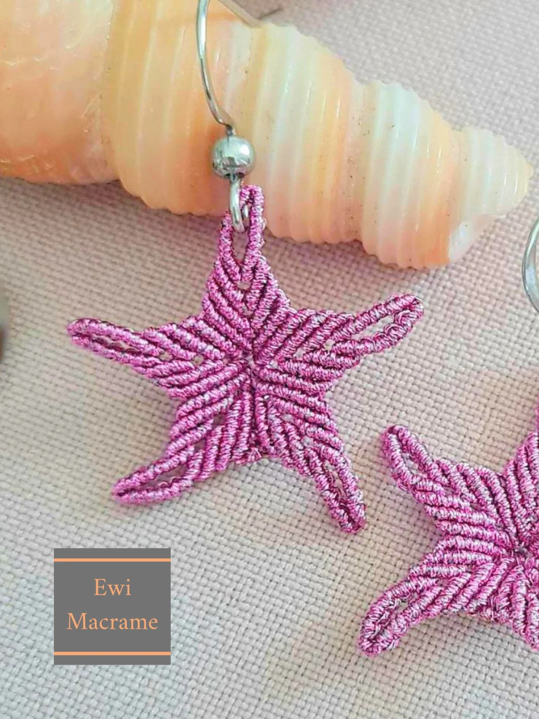 Micro Macrame Starfish Earrings – Photo & Video Tutorial product image (9)
