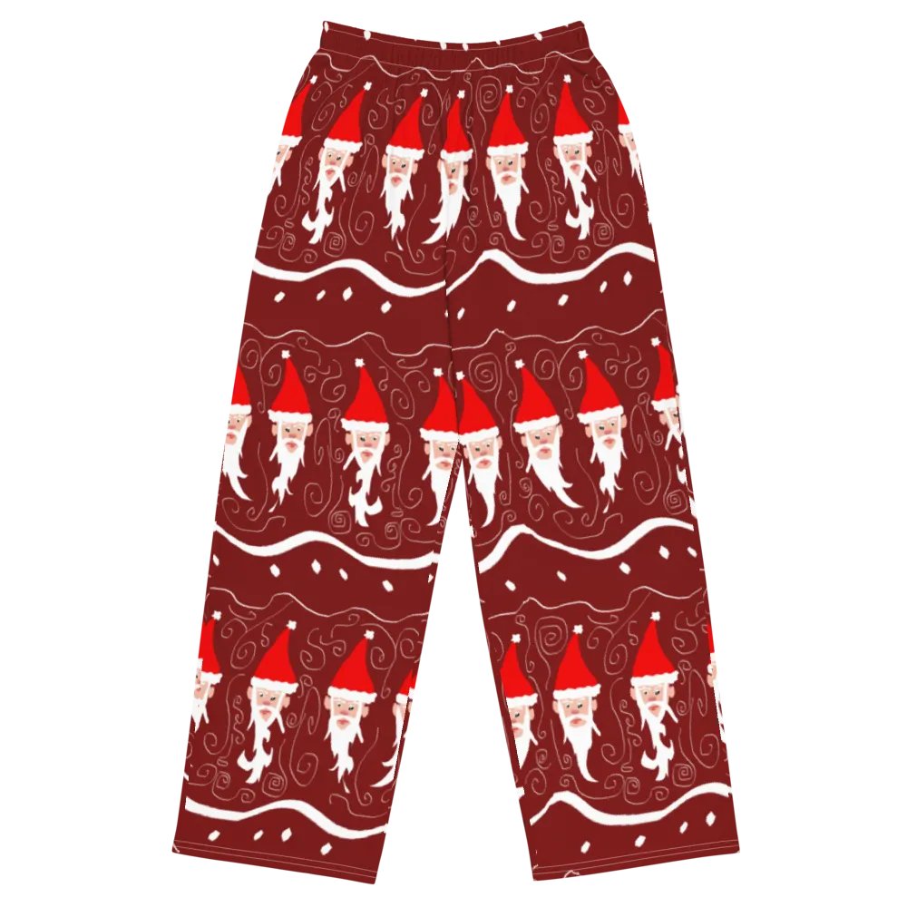 Bearded Santa Pattern Wide Leg Pants product image (2)