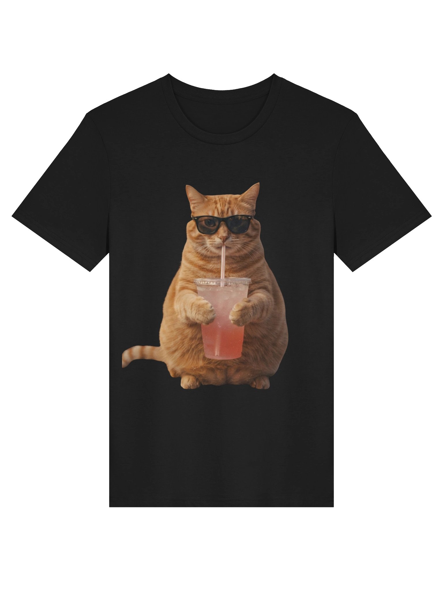 Cool Cat Sipping Drink T-Shirt product image (4)