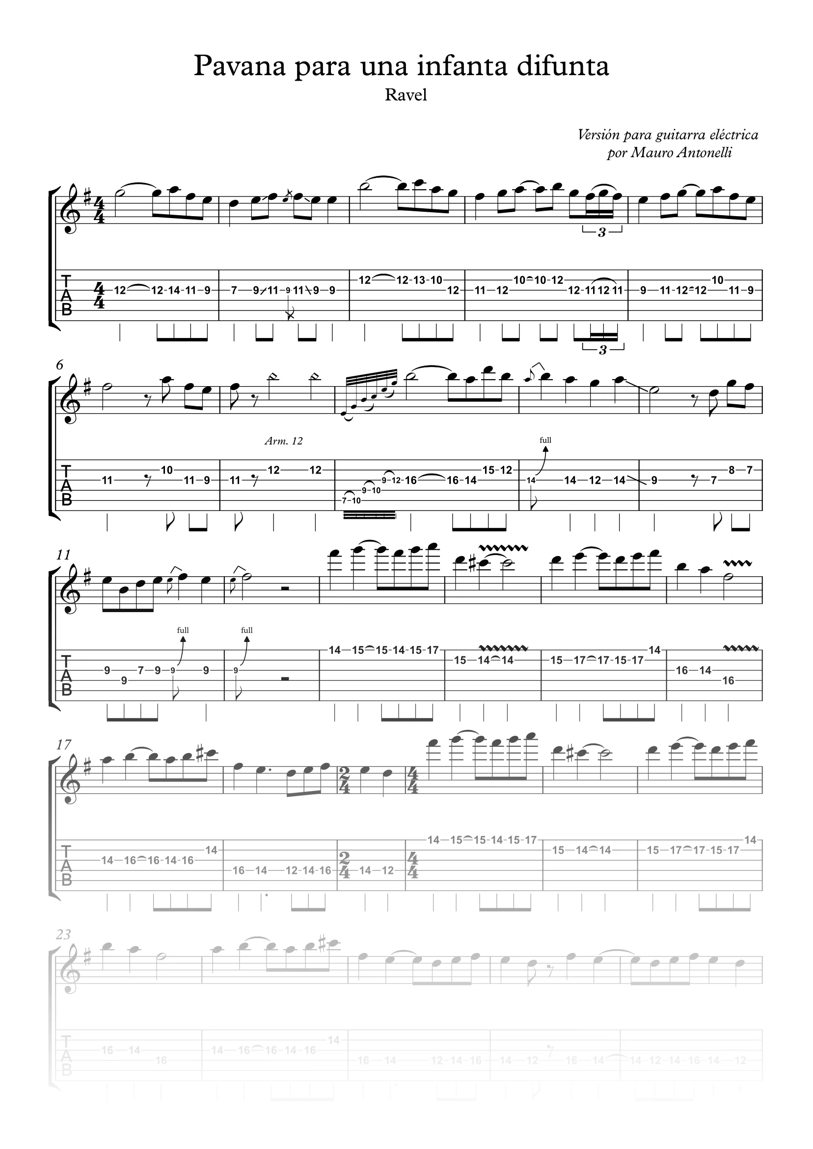 Pavana para una infanta difunta - Partitura + Tabs product image (1)