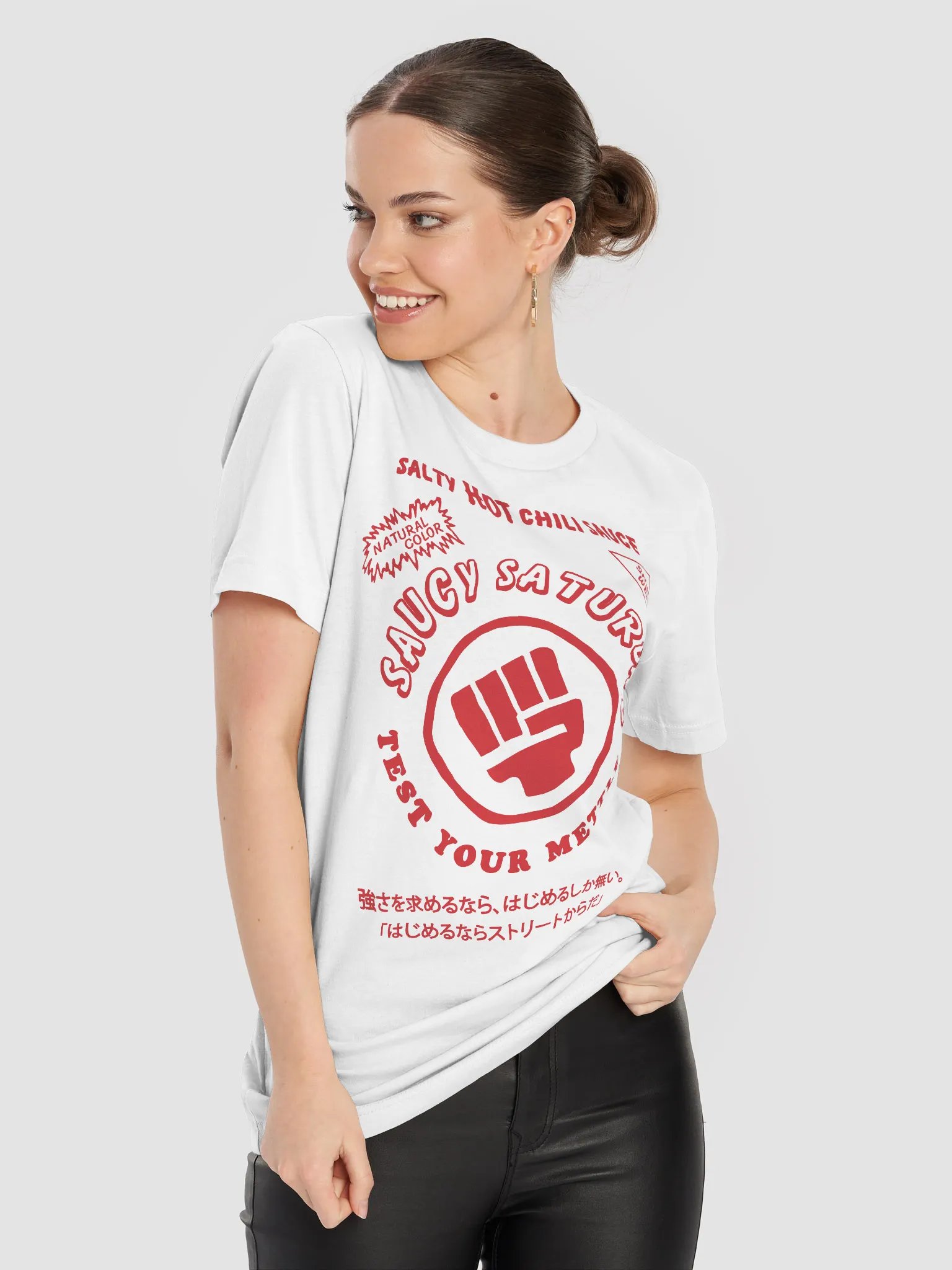 OG Saucy T-SHIRT White or BLACK (Red logo) product image (5)