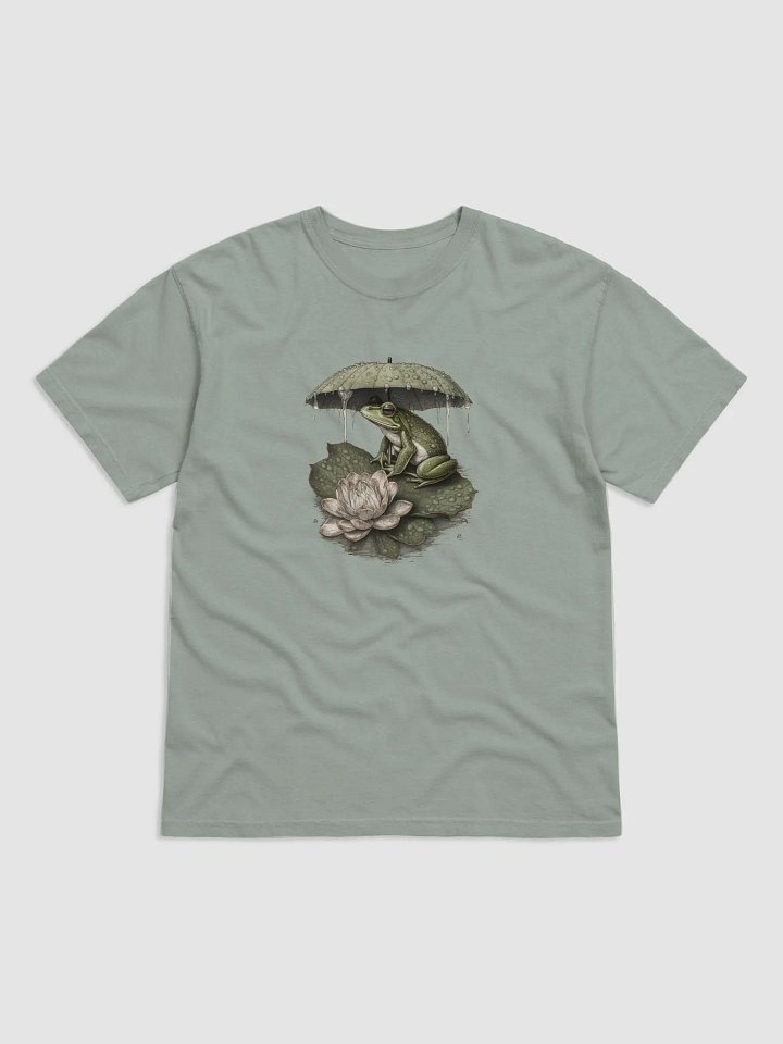 Vintage-Style Frog and Umbrella in the Rain T-Shirt | Cottagecore, Forestcore, Dark Academia, & Goblincore Shirt Design product image (2)