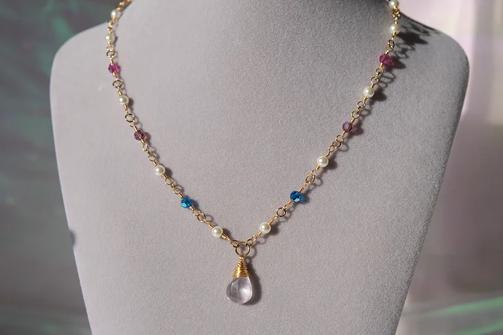 Bi pride - Rose quartz pendant necklace product image (2)