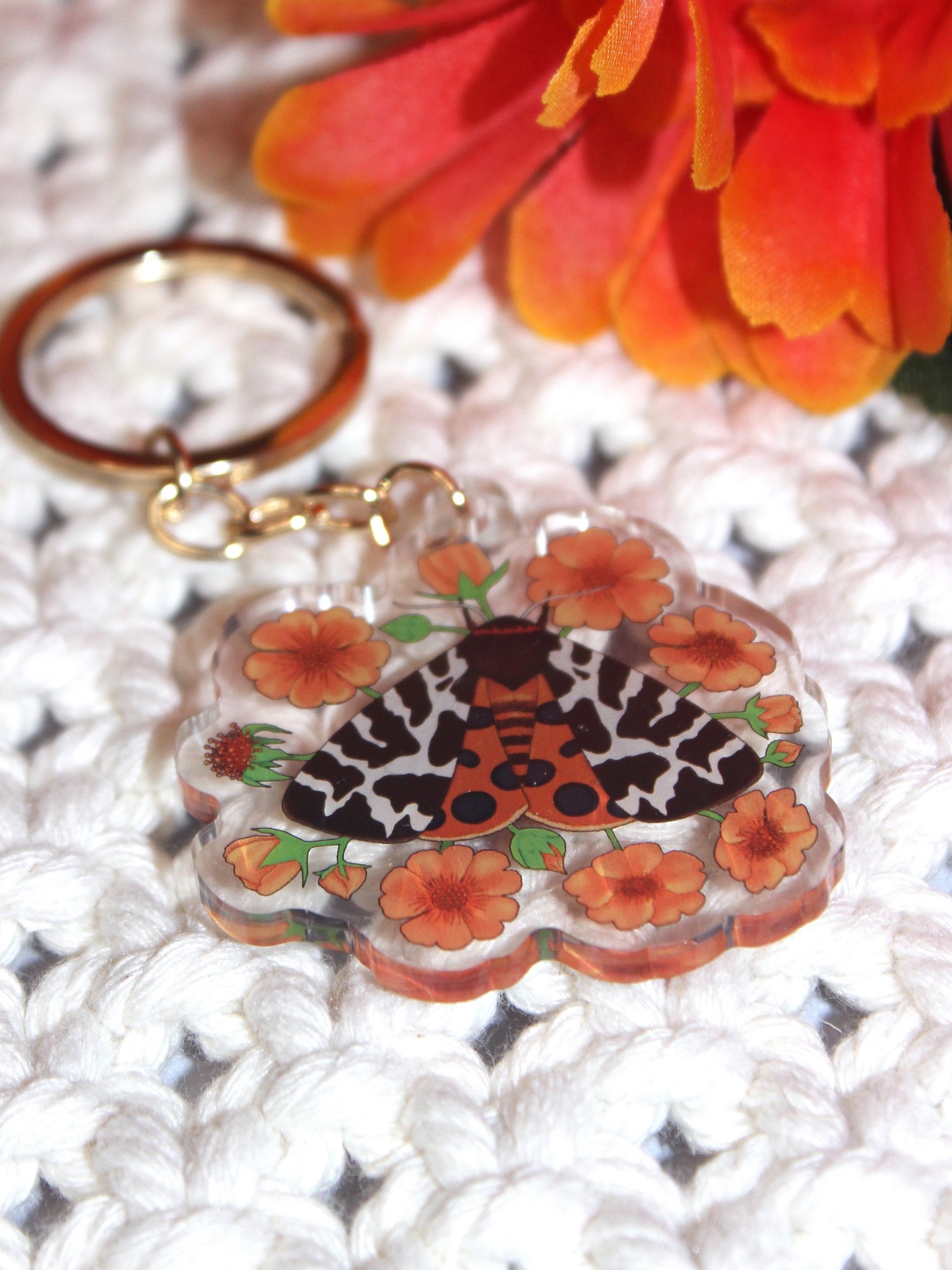 Floral Garden Tiger Moth Acrylic Keychain product image (3)