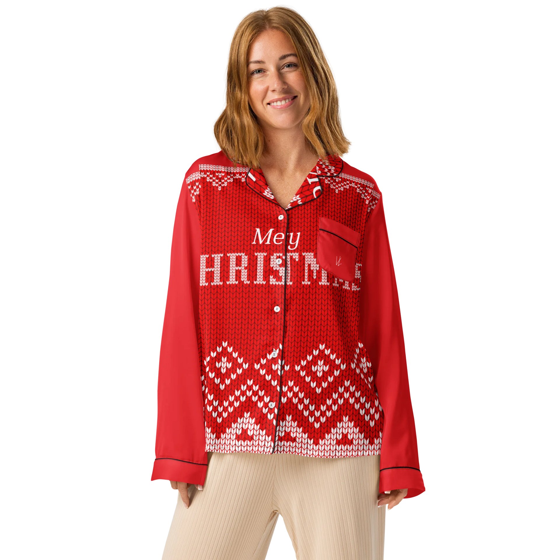 Velenir Christmas Women's Long Sleeve Pajama Top product image (1)