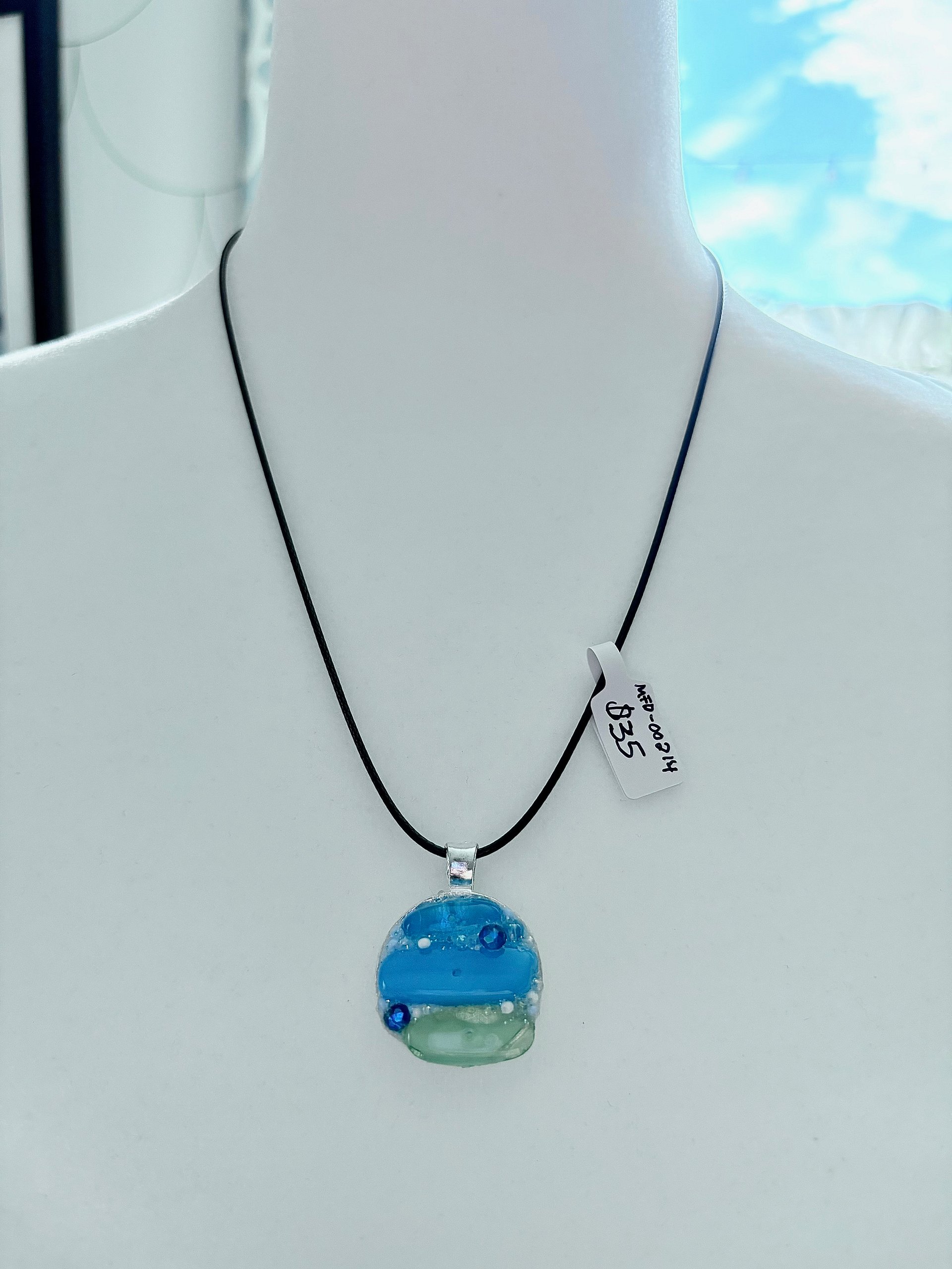 MFD-00214 | Coastal Calm Horizon Pendant Necklace | Handmade Glass Art Jewelry | Monique Faella Designs™ product image (5)
