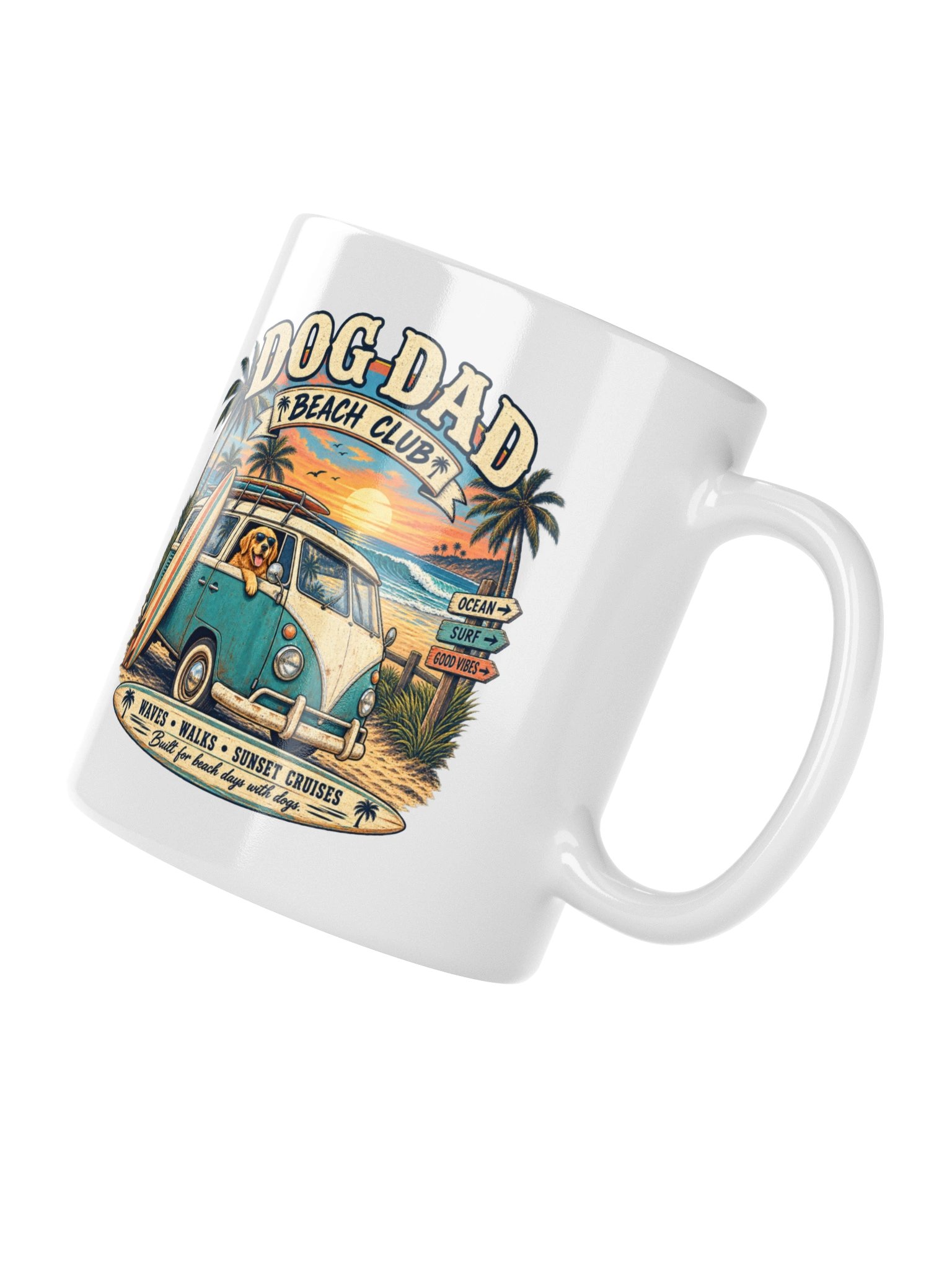 Dog Dad Beach Club Mug | Vintage Surf Dog Dad Coffee Mug product image (10)