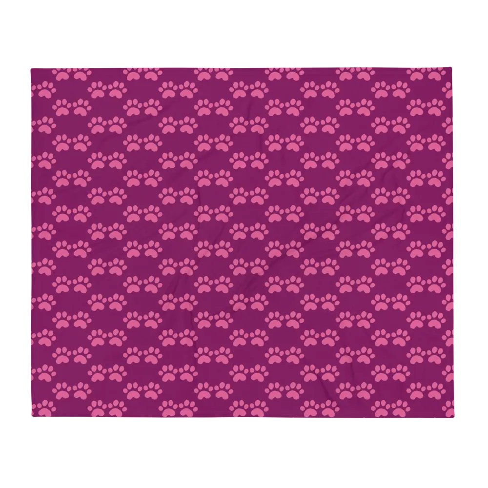 All Around Pink Paw Prints Throw Blanket product image (7)