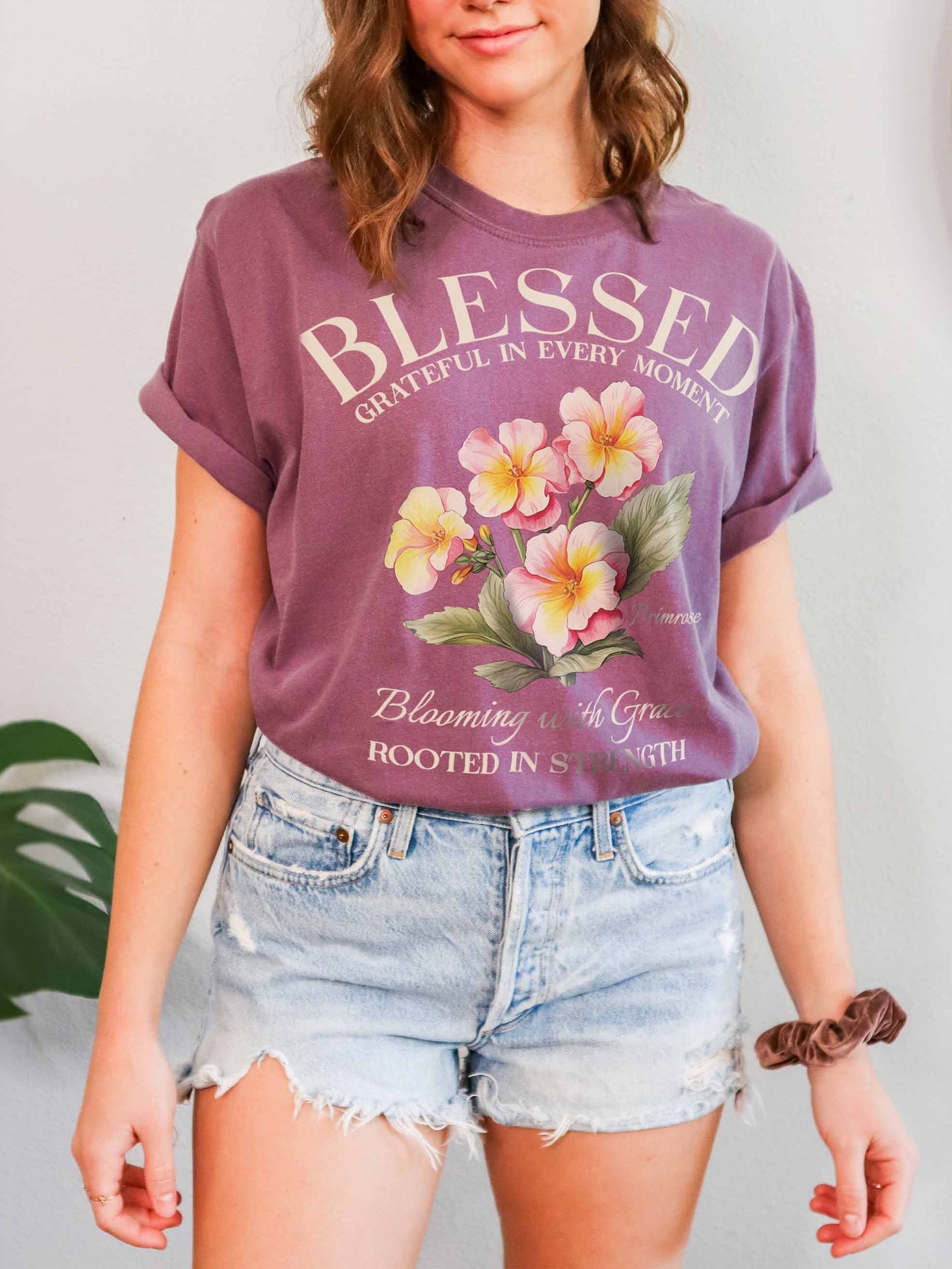 February Blessed Primrose Flower Shirt – Blooming with Grace, Rooted in Strength Graphic Tee product image (2)