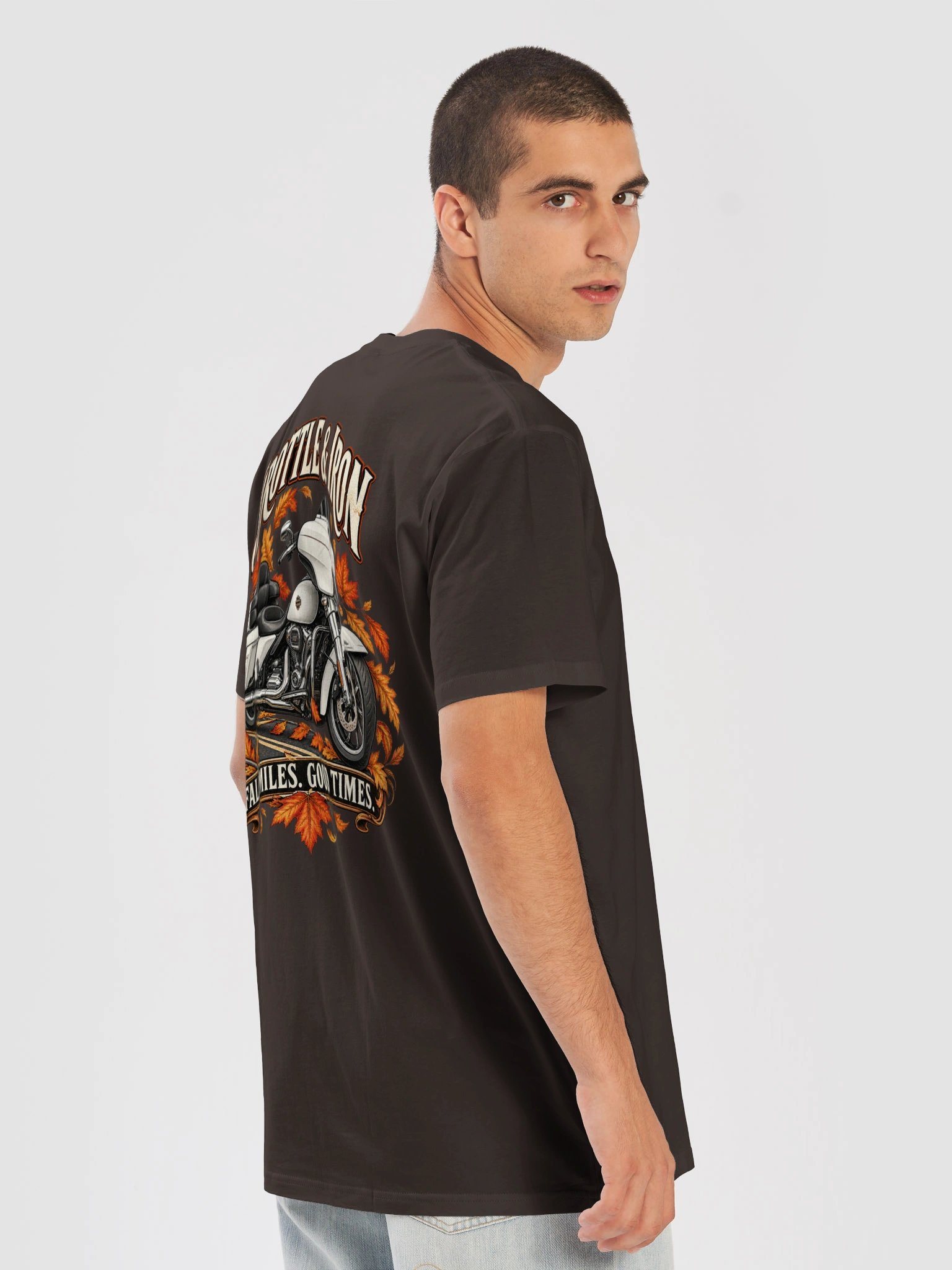 Throttle & Iron Fall Miles, Good Times Motorcycle T-Shirt product image (8)