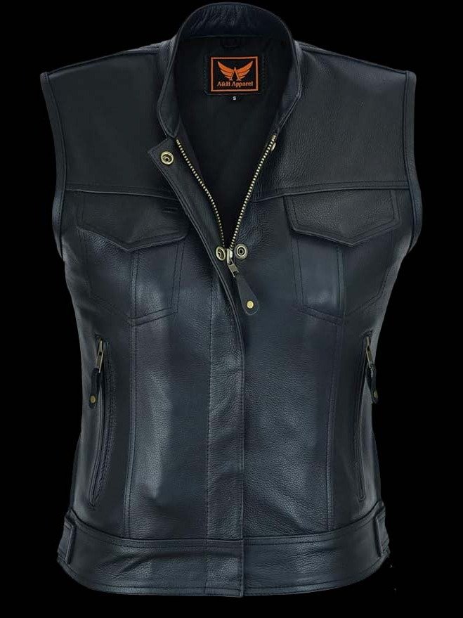 Ladies Black Leather Biker Vest product image (1)