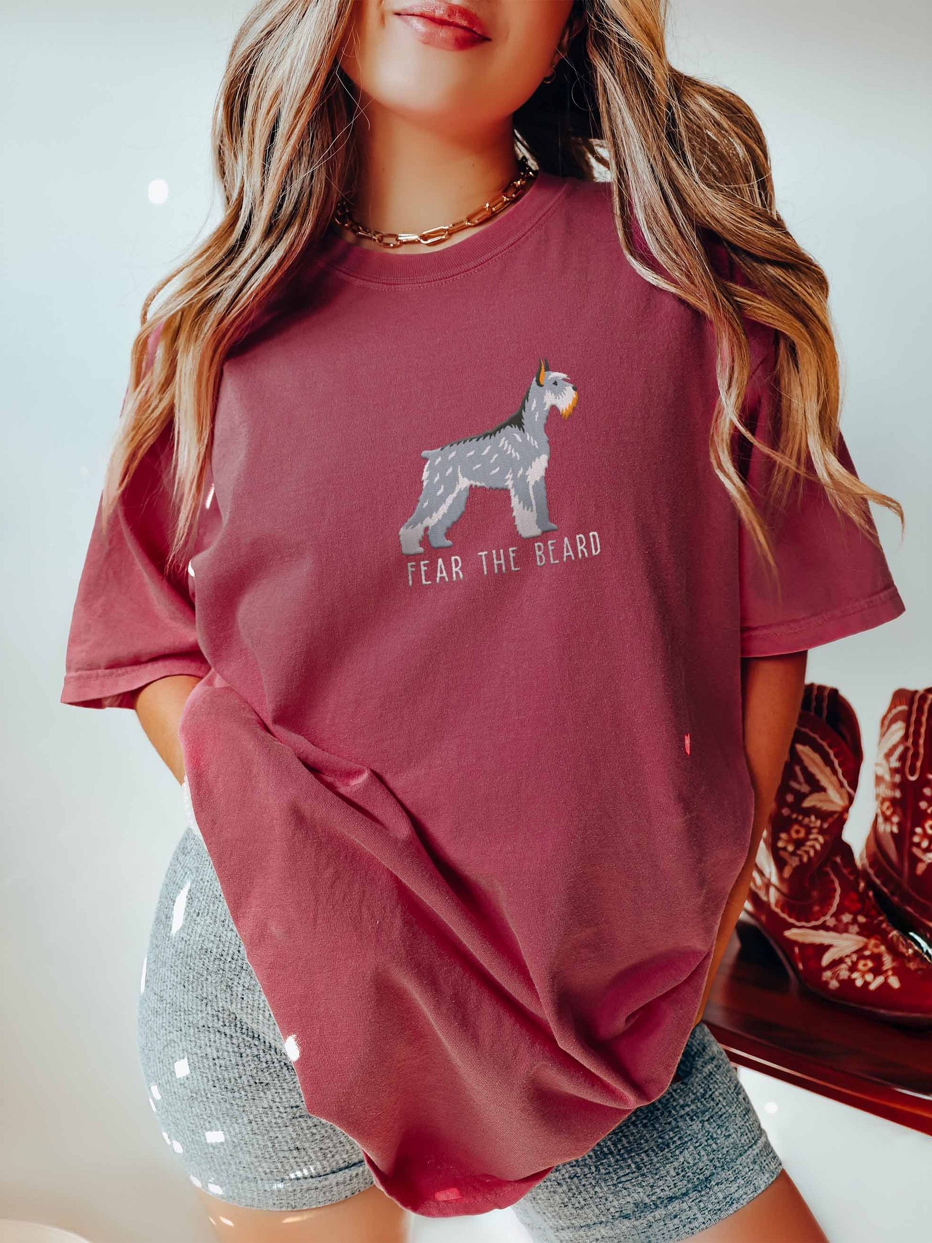 Fear the Beard T-Shirt(Embroidered) of a Giant Schnauzer(Salt & Pepper) product image (2)