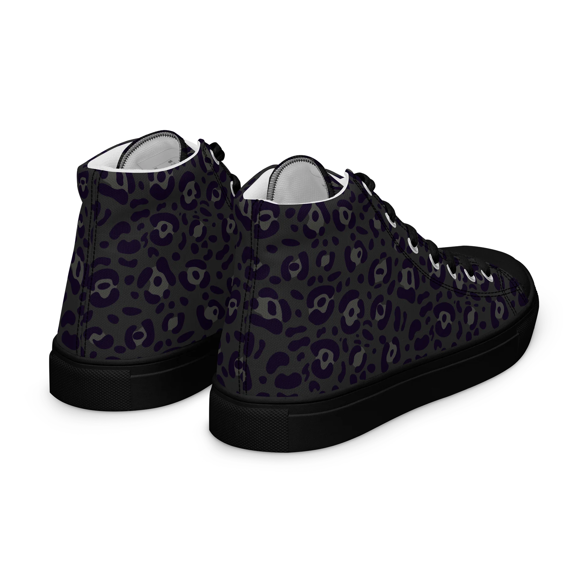 Comfortable Men's High Top Canvas Shoes with Bold Black Leopard Print product image (10)