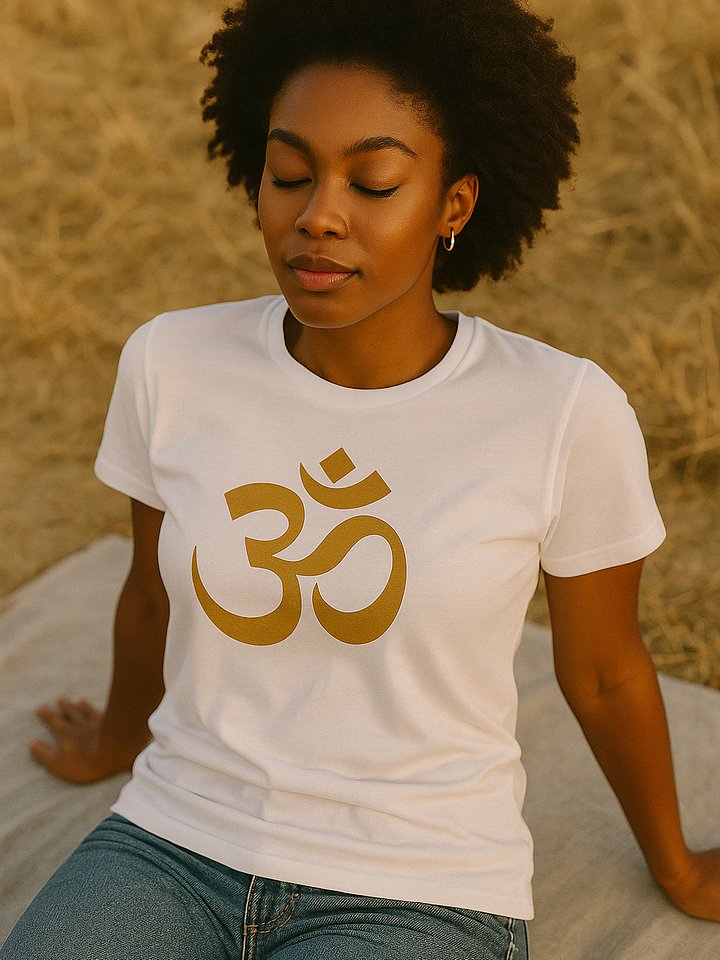 Om Symbol Tee – White | Spiritual Shirt for Meditation & Mindful Living product image (2)