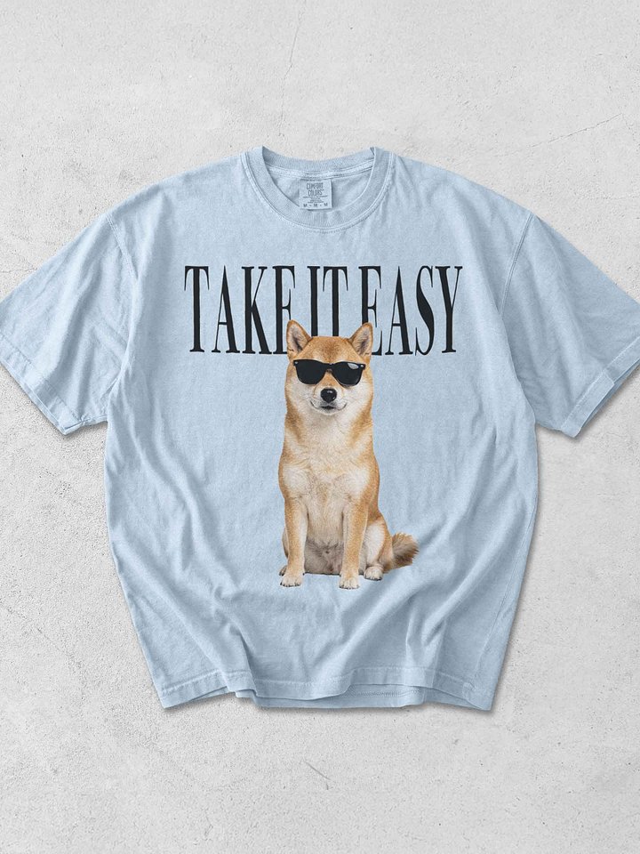 Take It Easy '90s Pop Vintage-Style T-Shirt for Japanese Shiba Inu(Red & White) Owners product image (1)