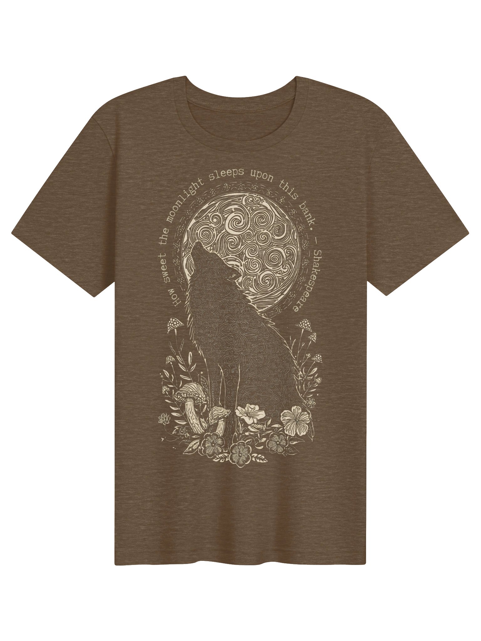 Shakespeare Wolf Tee, Moonlit Woodland Graphic for Nature Lovers product image (2)
