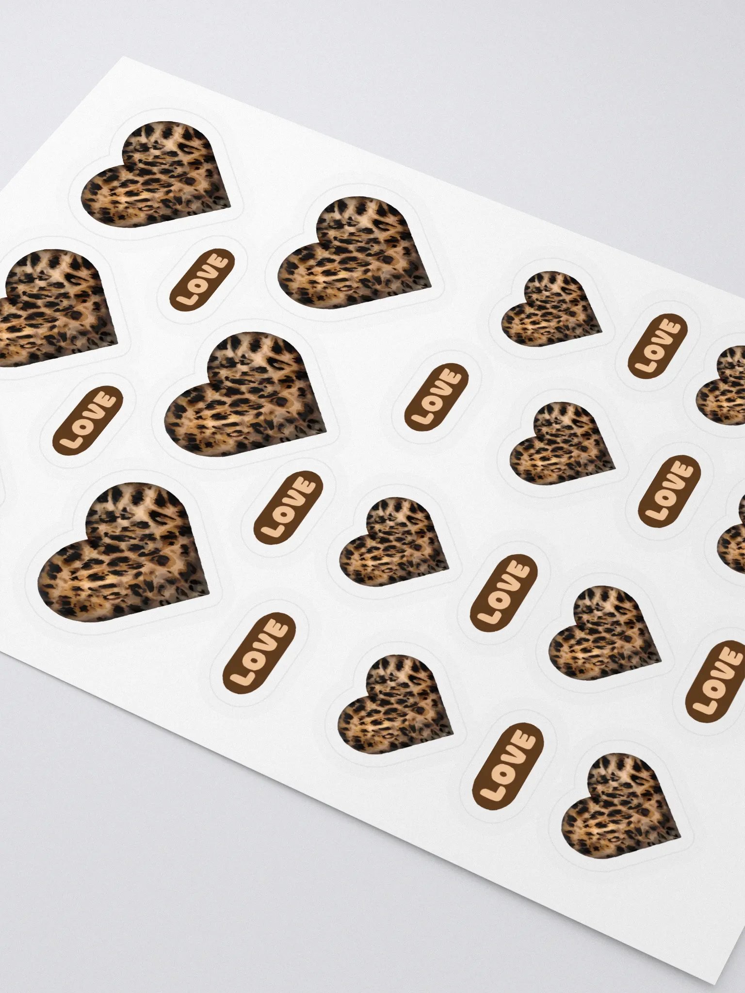 Leopard Skin brown Fur Hearts - Sticker Sheet product image (3)