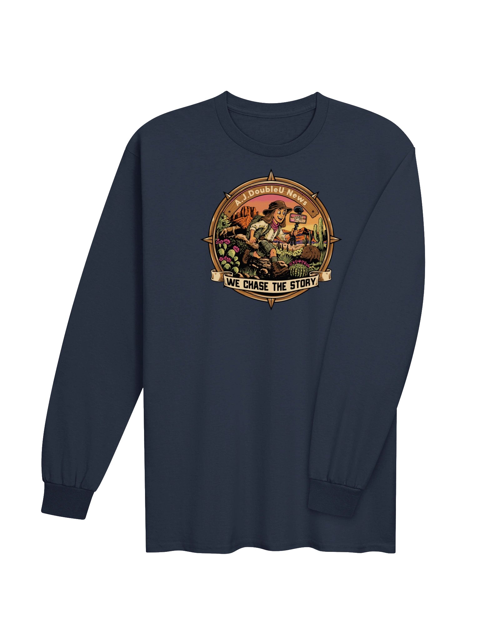 A.J. DoubleU News Chase the Story Long Sleeve Tee BLUE product image (4)