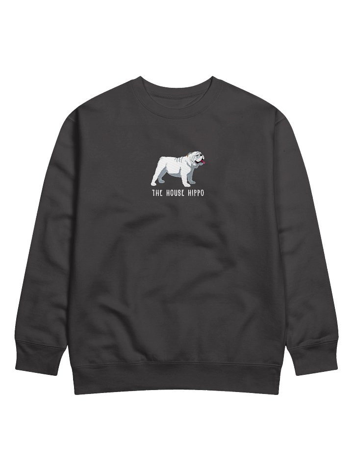 The House Hippo Sweatshirt (Embroidered) of an English Bulldog(White) product image (2)