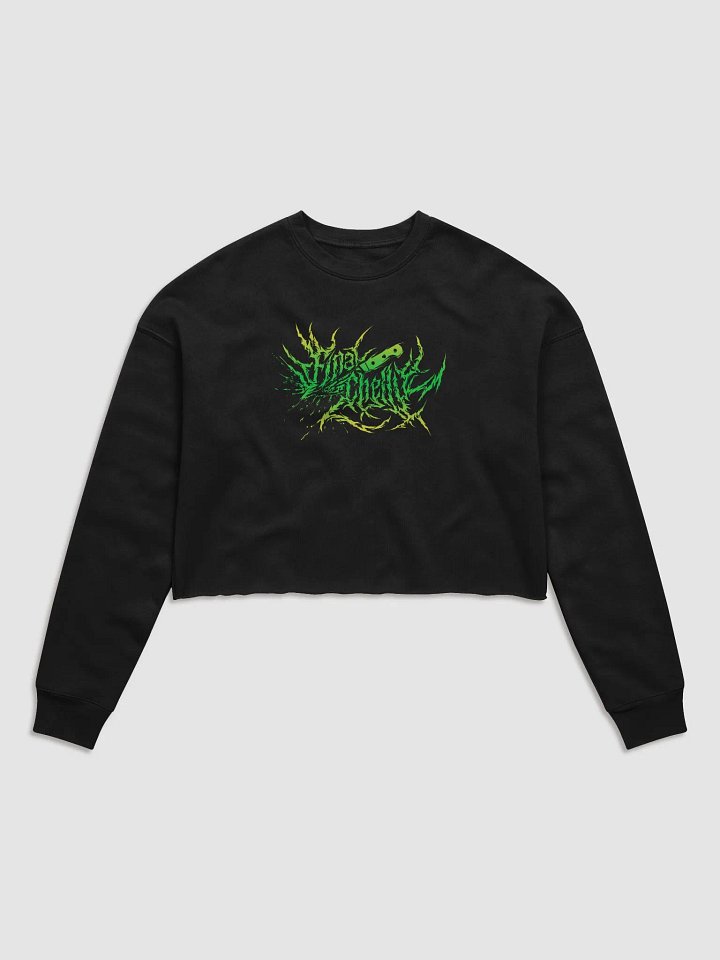 Keep It Metal Green Logo Womens Fleece Crop Top Printed Sweatshirt product image (1)