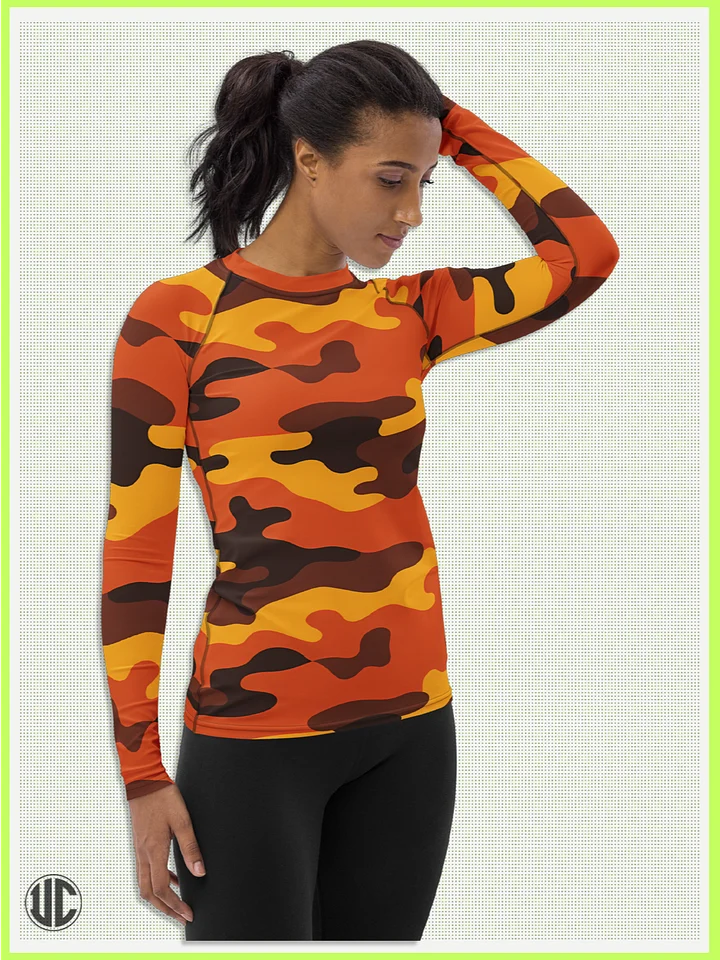 Savage Sunset Orange Camo – Women’s Rash Guard product image (1)