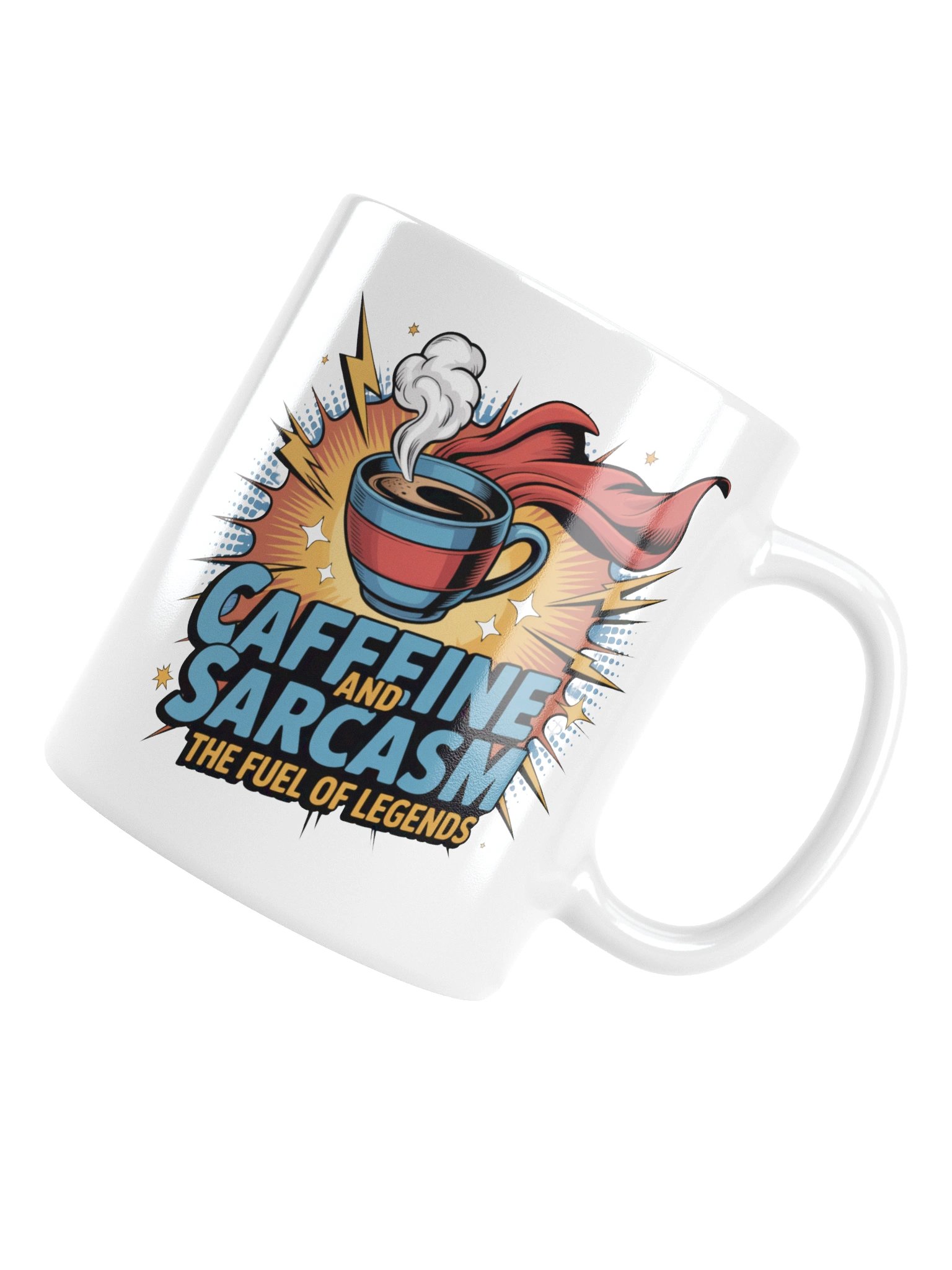 Caffeine and Sarcasm Funny Coffee Mug – Superhero Energy product image (6)