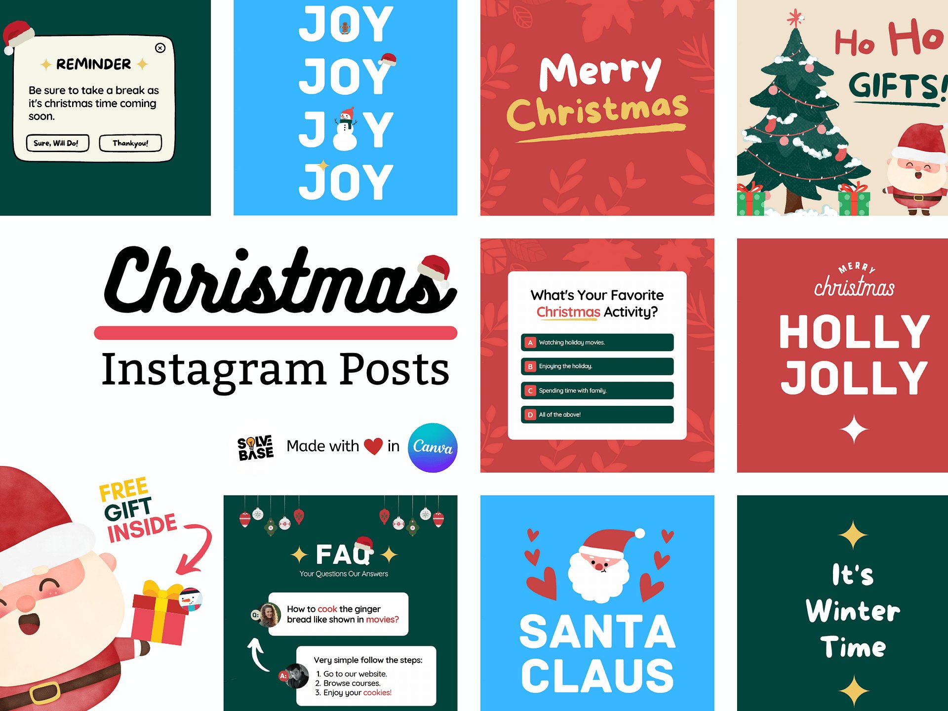 Christmas Instagram Social Pack One | Editable Canva Templates product image (1)