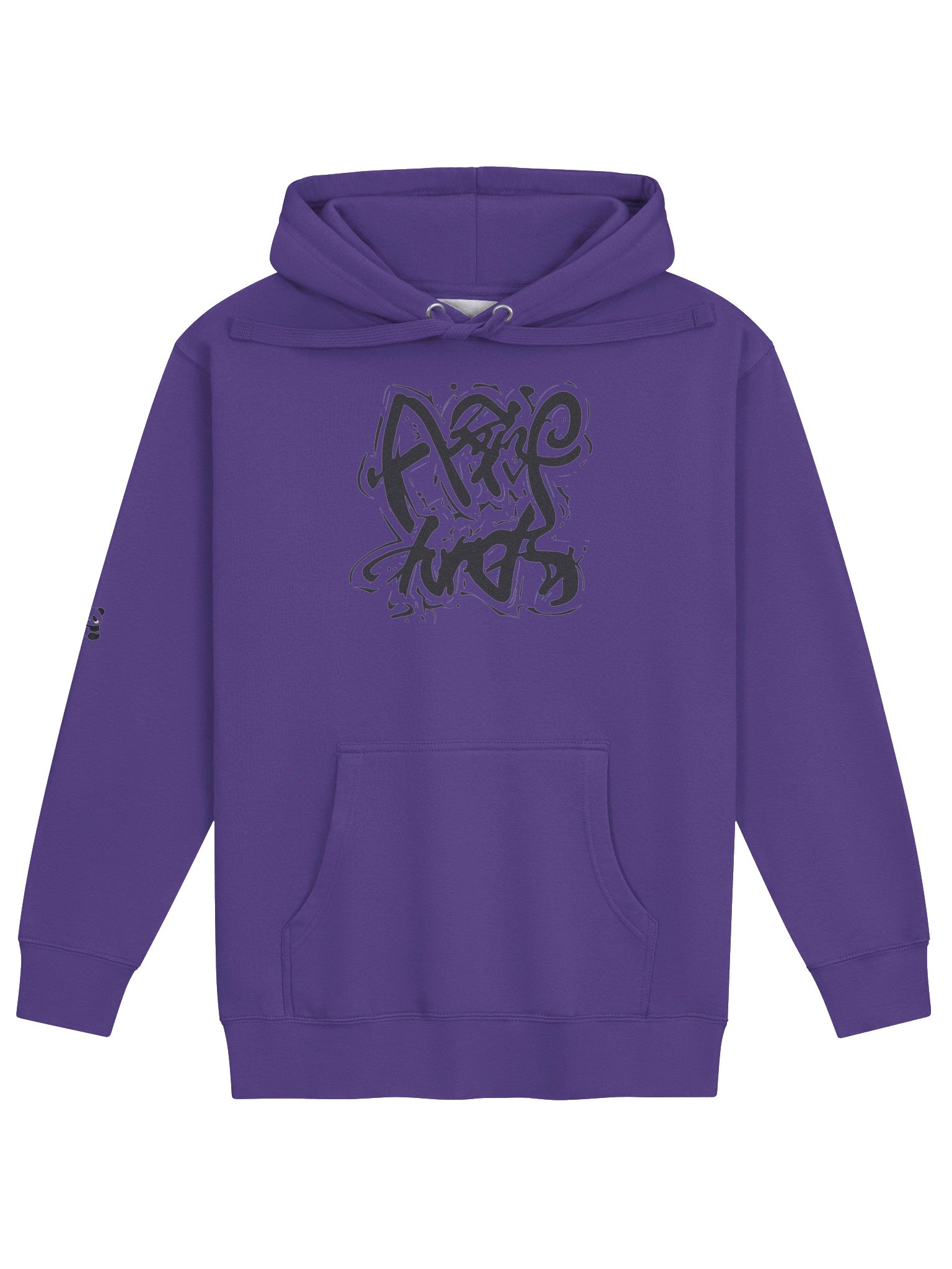 Hidenza Graffiti Script Hoodie – Purple Oversized Streetwear Pullover with Chest Graphic & Sleeve product image (1)