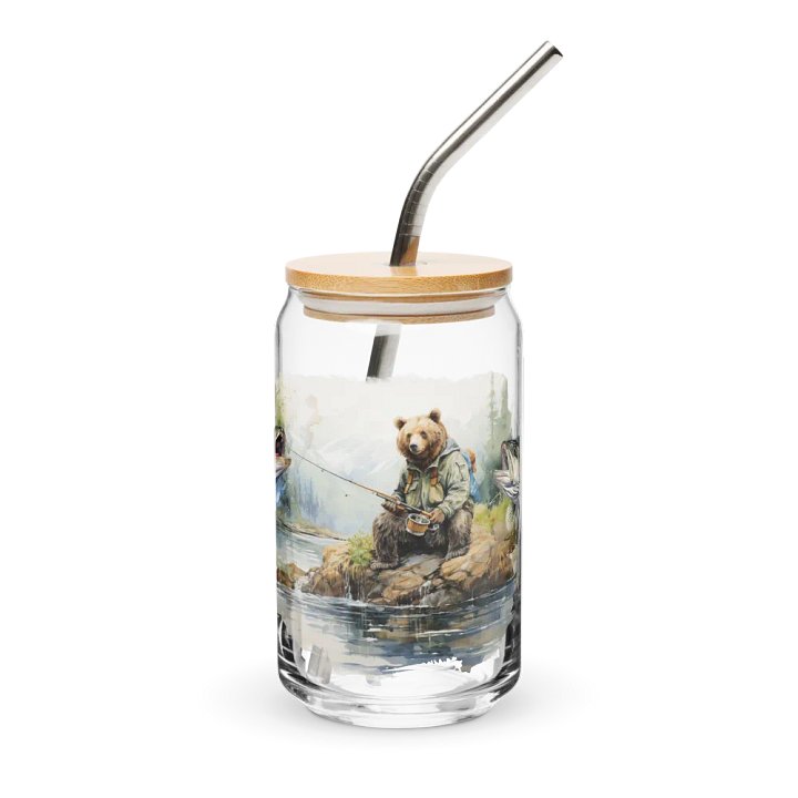 Wilderness Fishing Bear Can-Shaped Glass product image (1)